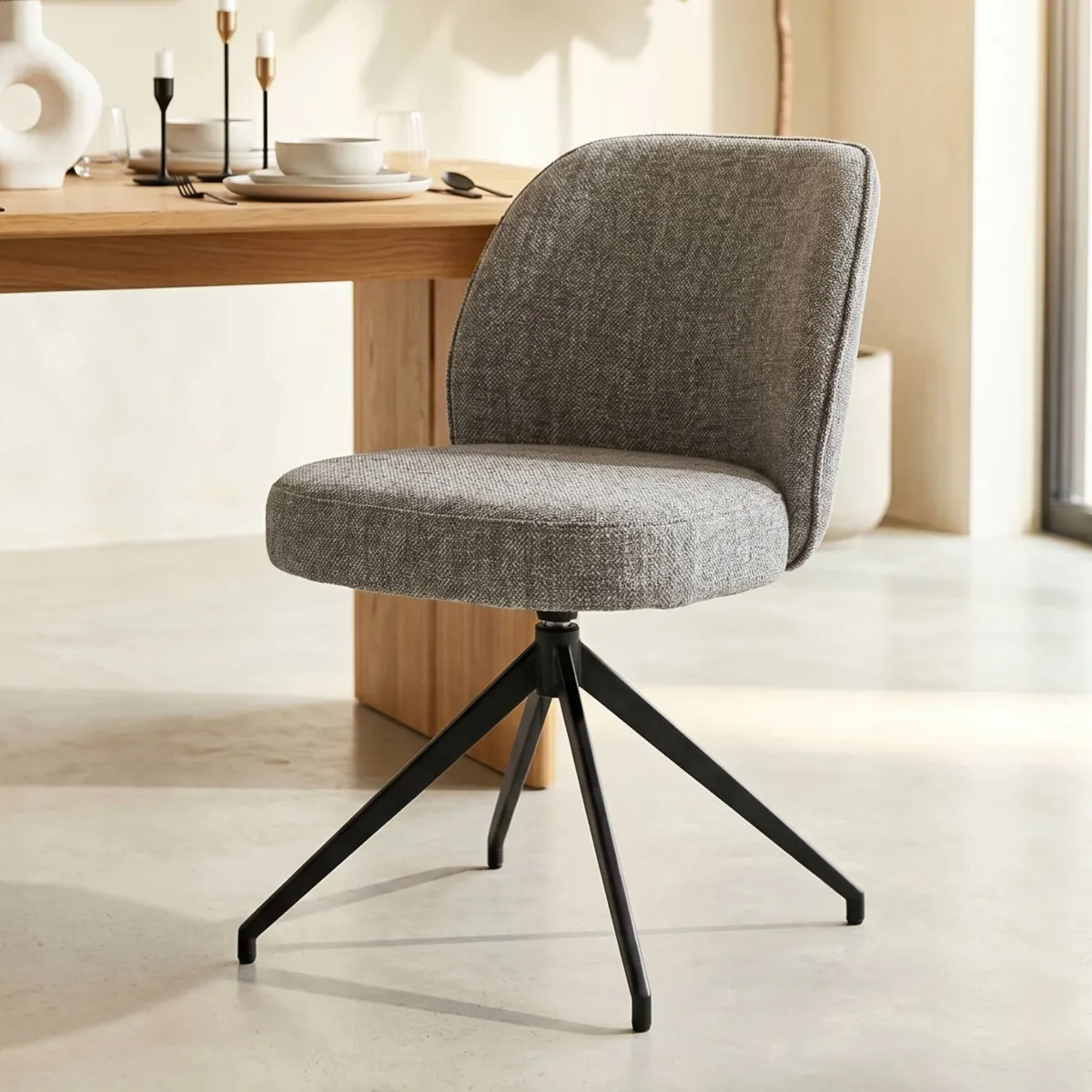 Set di 2 sedie da pranzo girevoli (seduta 51 cm) Spina Grigio