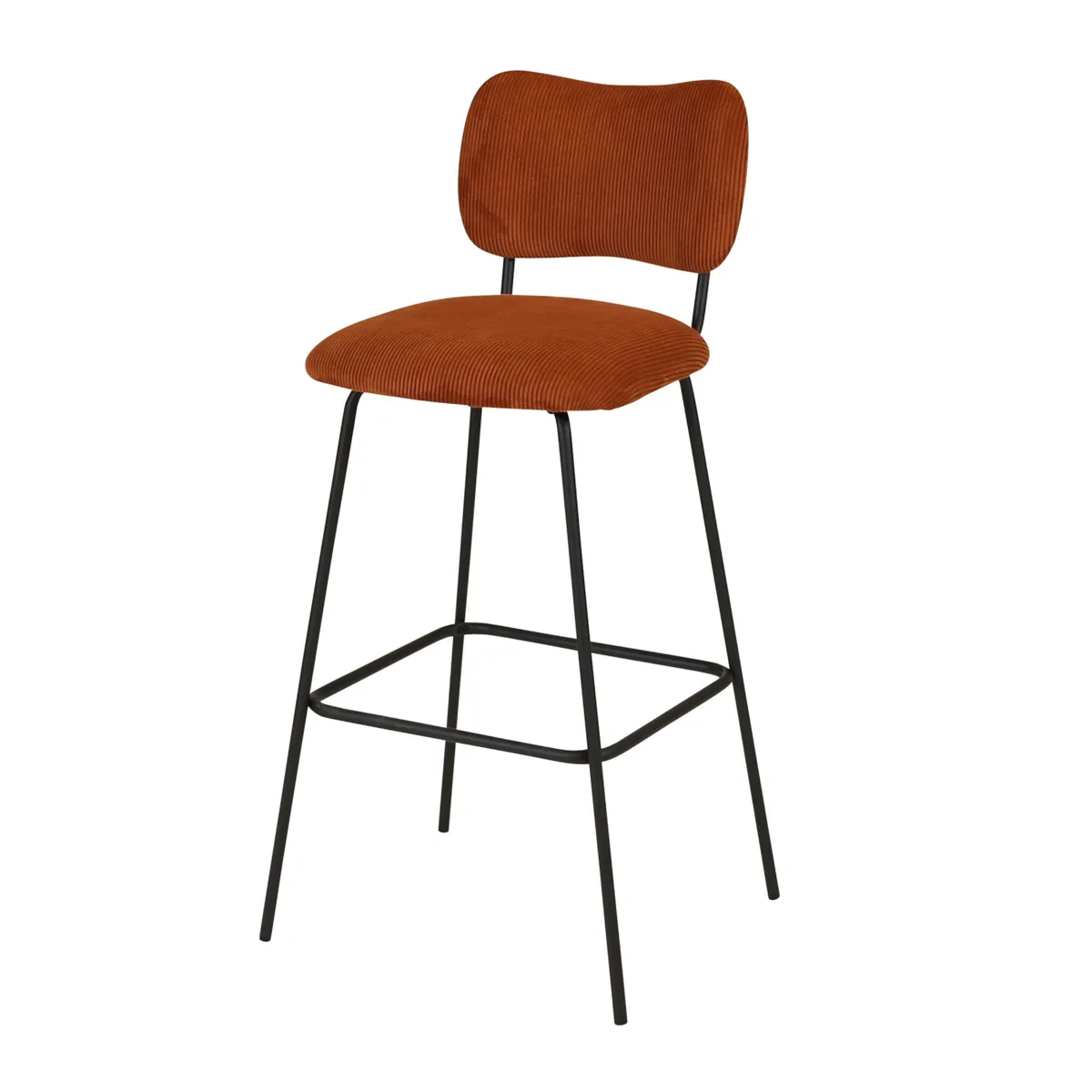Sgabello da bar con schienale in velluto a coste (Altezza seduta 77cm) Orion Marrone scuro