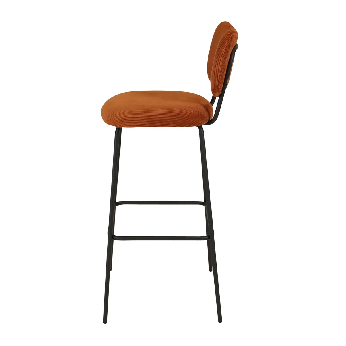 Sgabello da bar con schienale in velluto a coste (Altezza seduta 77cm) Orion Marrone scuro