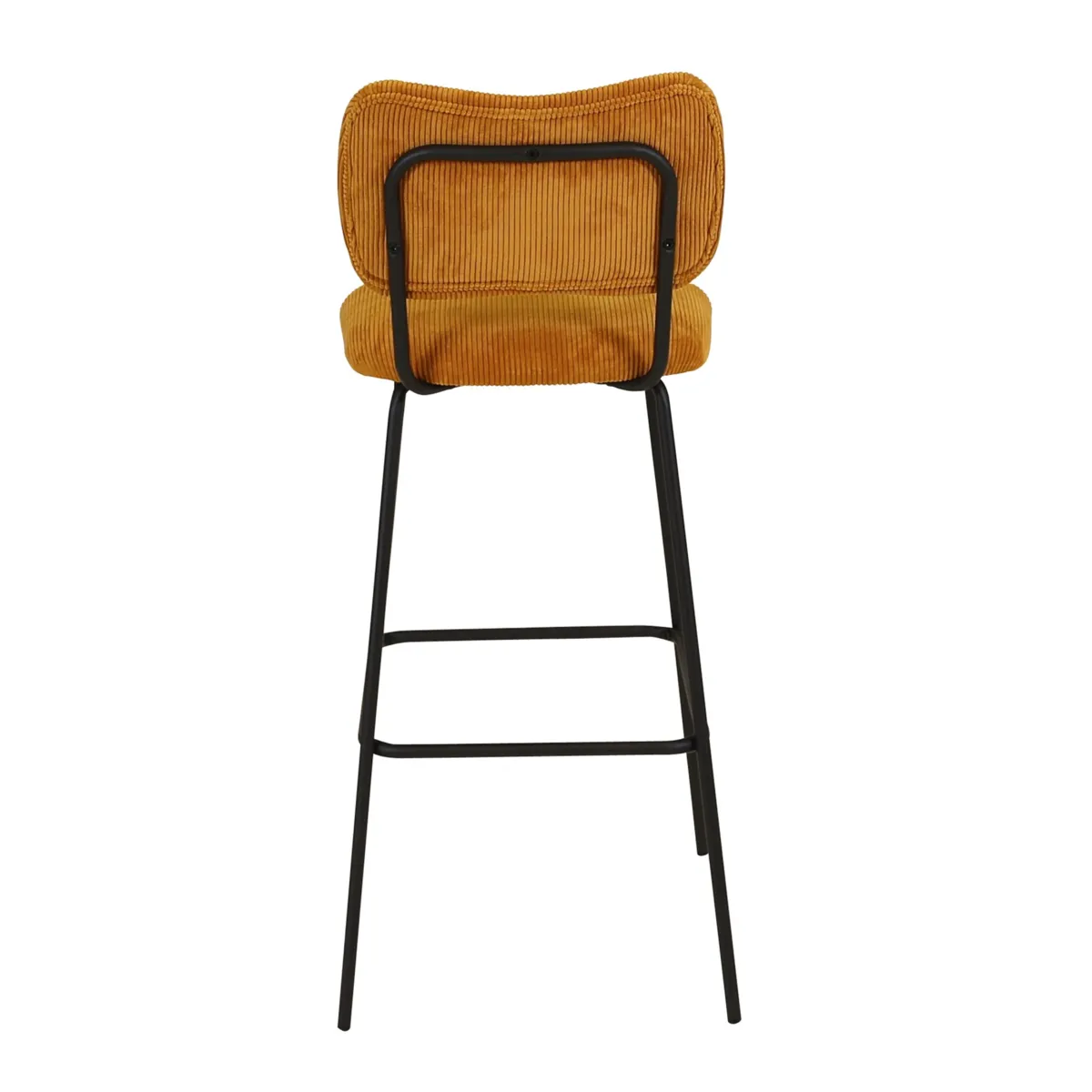 Sgabello isola centrale con schienale in velluto a coste (Altezza seduta 67cm) Orion Giallo ocra
