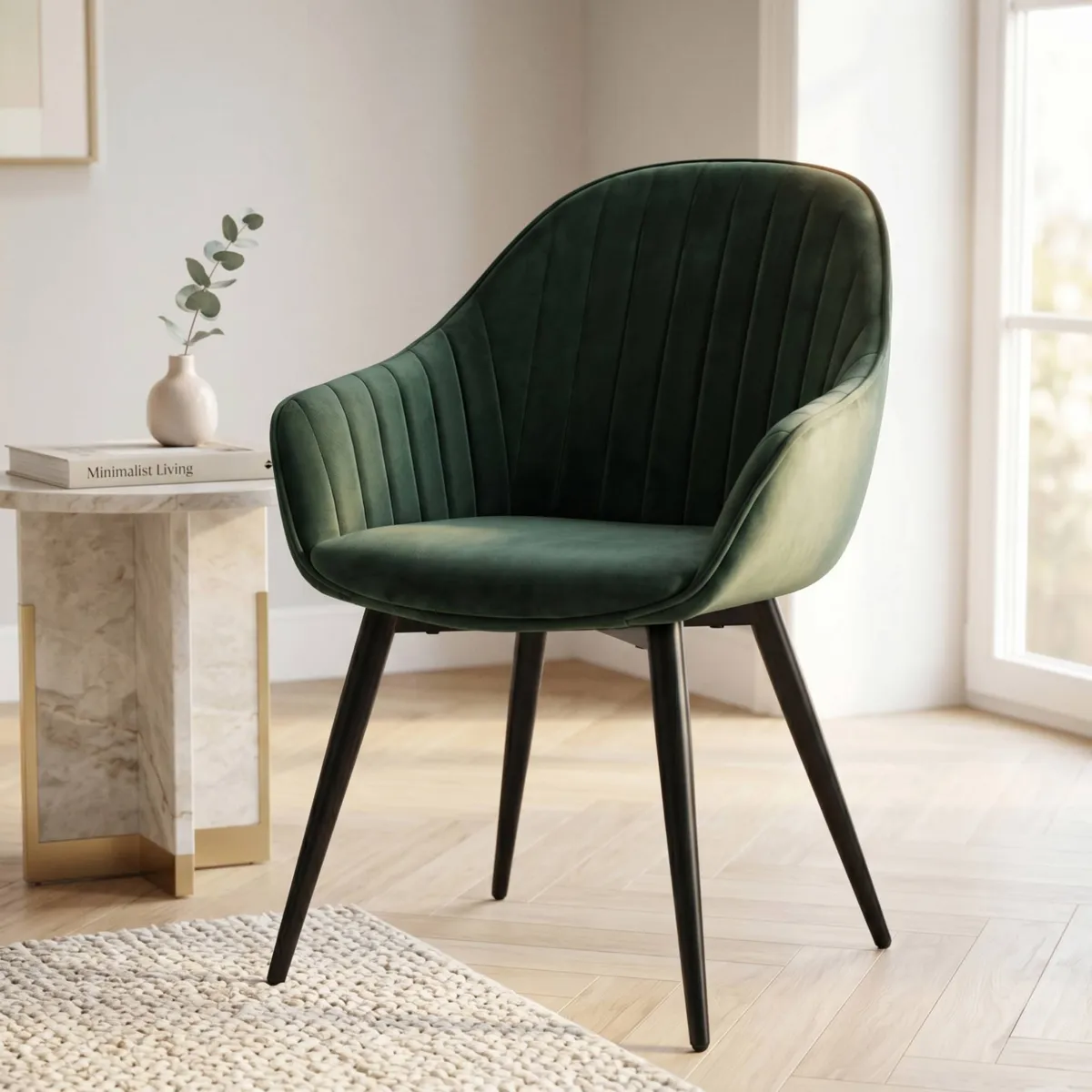 Set di 2 poltrone in velluto (seduta 47 cm) Juno Verde scuro