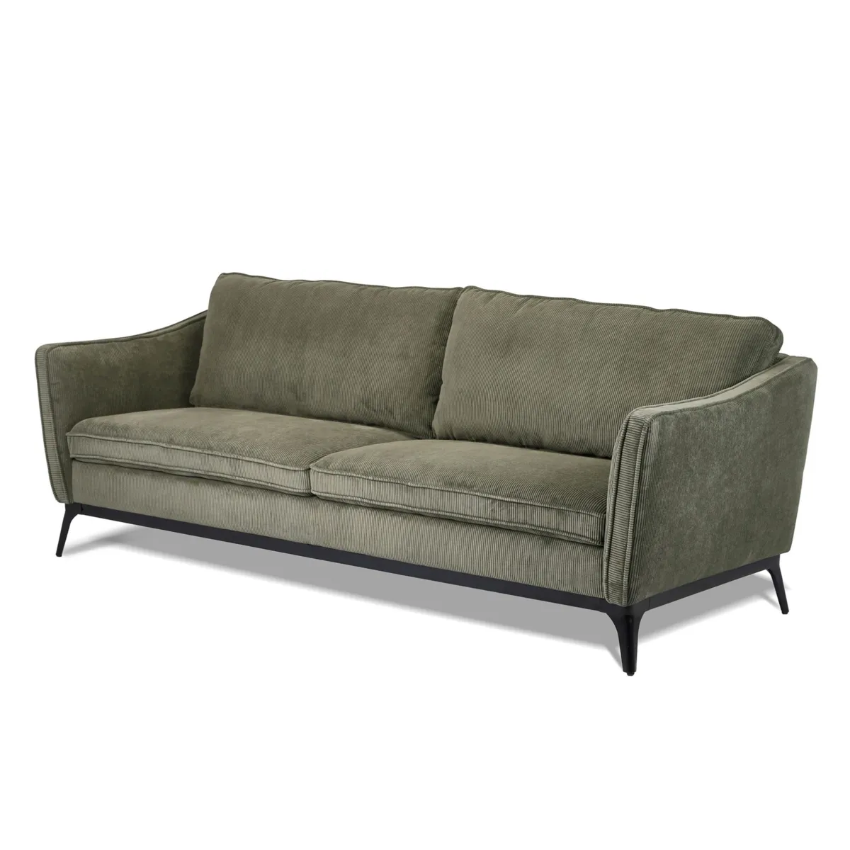 Driezits fluwelen ribfluwelen bank (206 cm) Owen Sparre groen