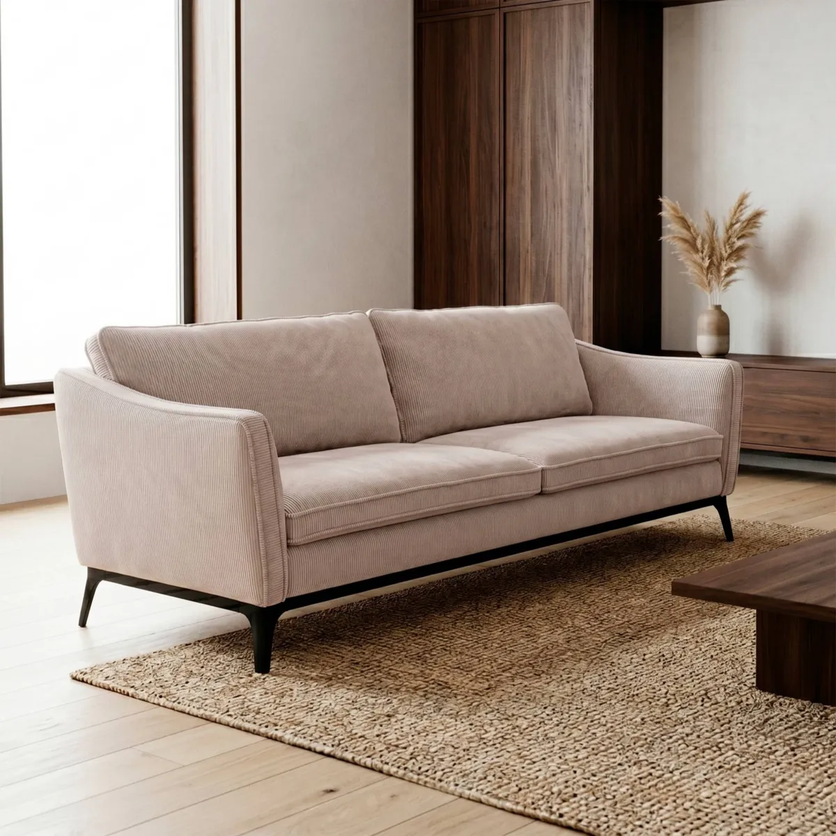 Divano a 3 posti in velluto a coste (206 cm) Owen Beige