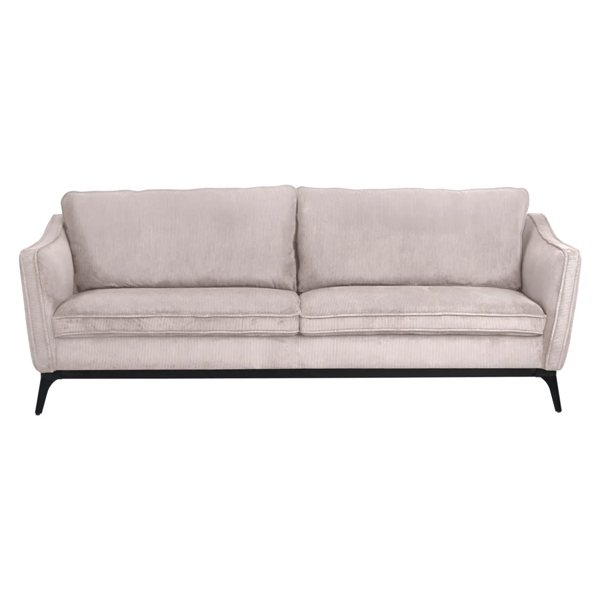 Canapé droit 3 places velours côtelé (206 cm) Owen Beige