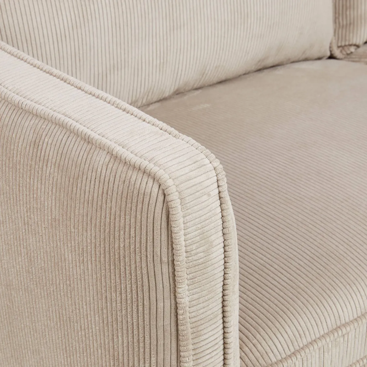 Canapé droit 2 places velours côtelé (169 cm) Owen Beige