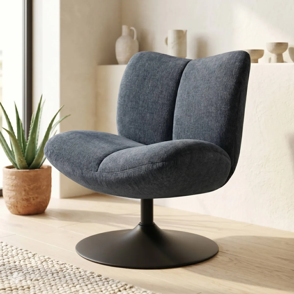 Poltrona girevole in tessuto testurizzato (seduta 46 cm) Axis Blu navy