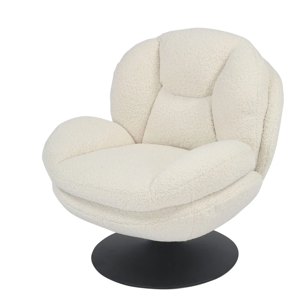 Poltrona girevole in bouclé (seduta 46 cm) Lomy Bianco
