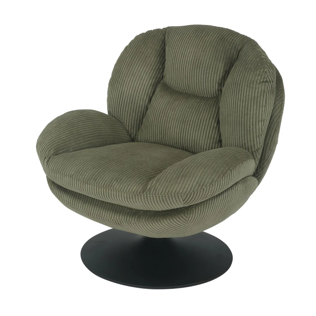 Fauteuil pivotant velours côtelé (Assise 46 cm) Lomy Vert
