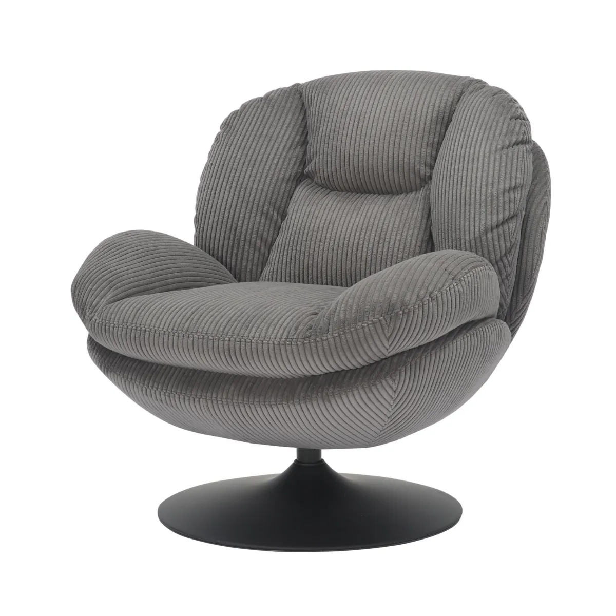 Poltrona girevole in velluto a coste (seduta 46 cm) Lomy Grigio
