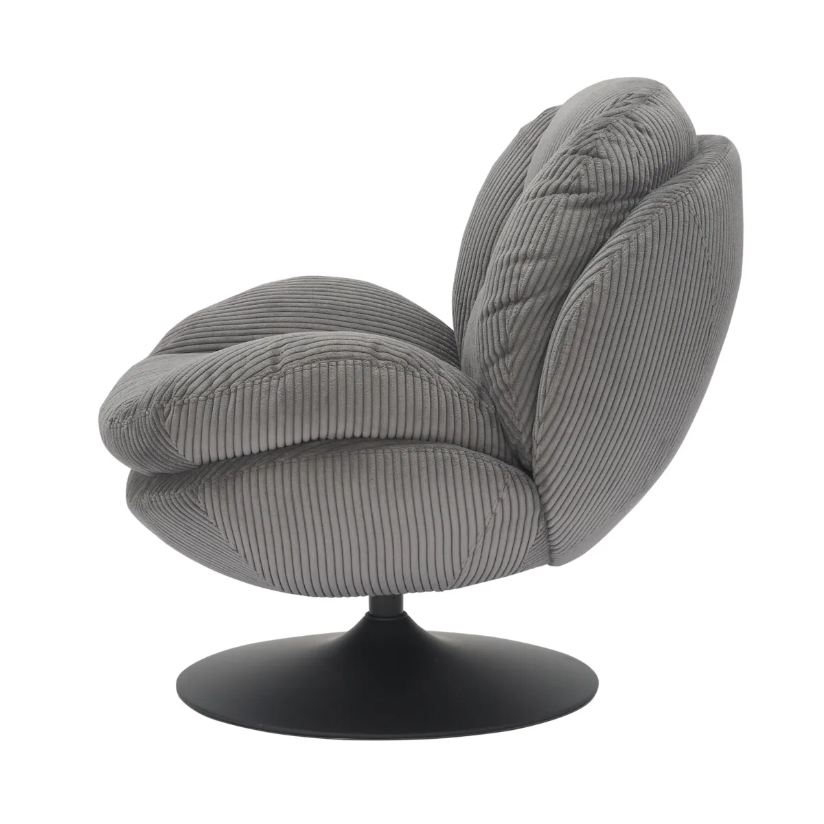 Poltrona girevole in velluto a coste (seduta 46 cm) Lomy Grigio
