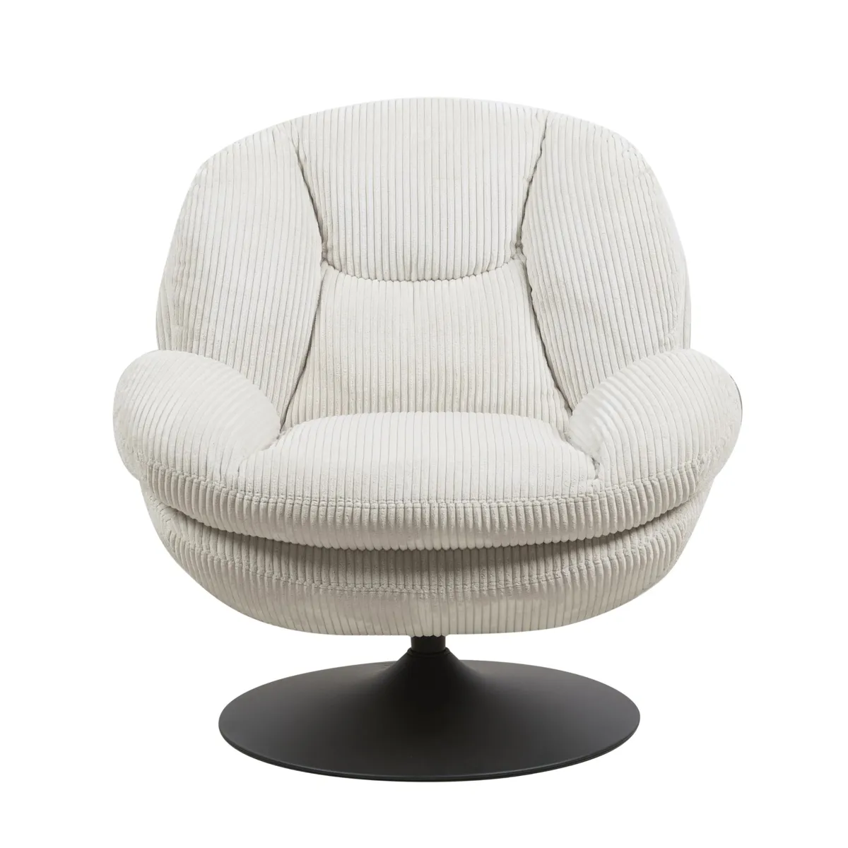 Poltrona girevole in velluto a coste (seduta 46 cm) Lomy Bianco
