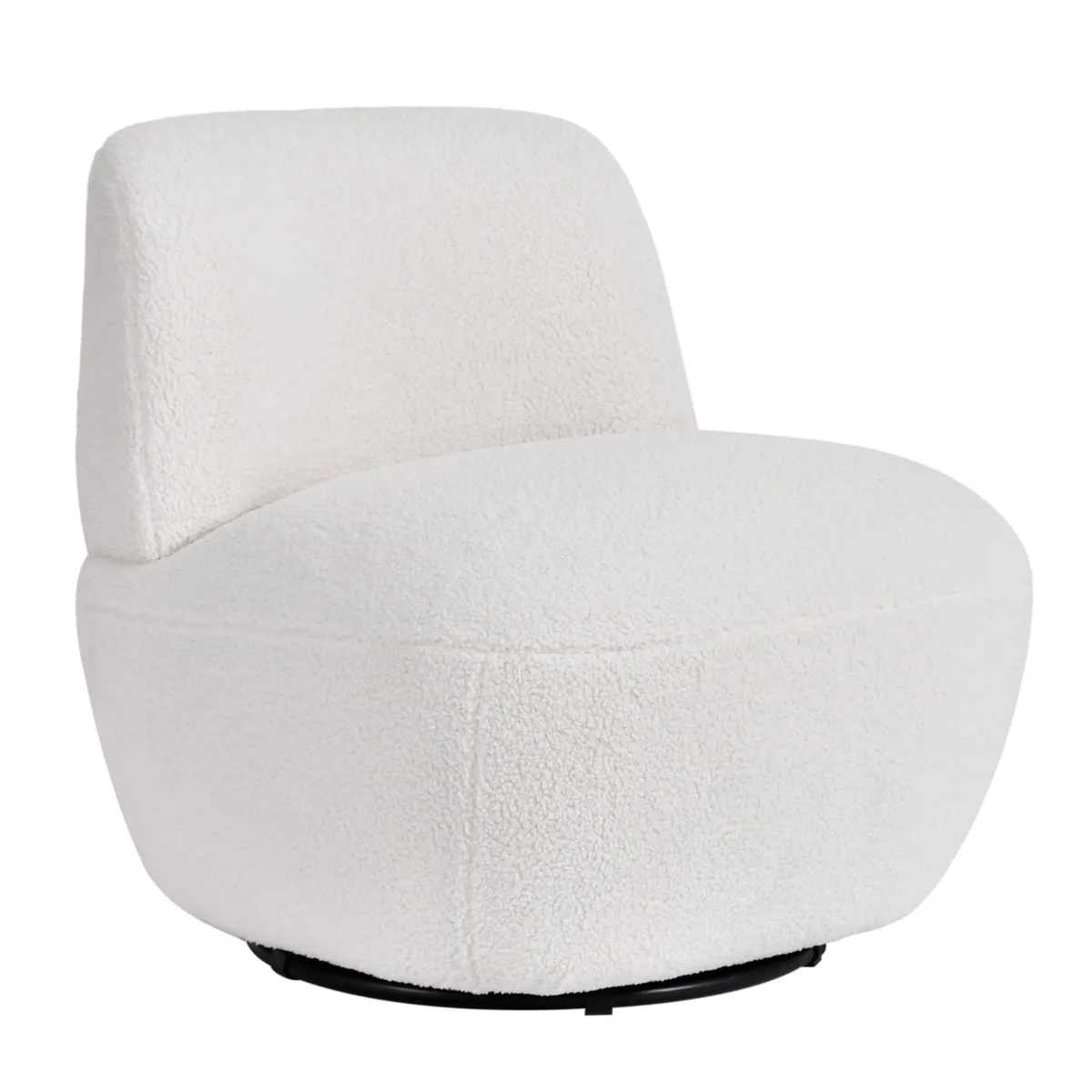 Poltrona girevole in bouclé (seduta 45 cm) Nyxor Ecru
