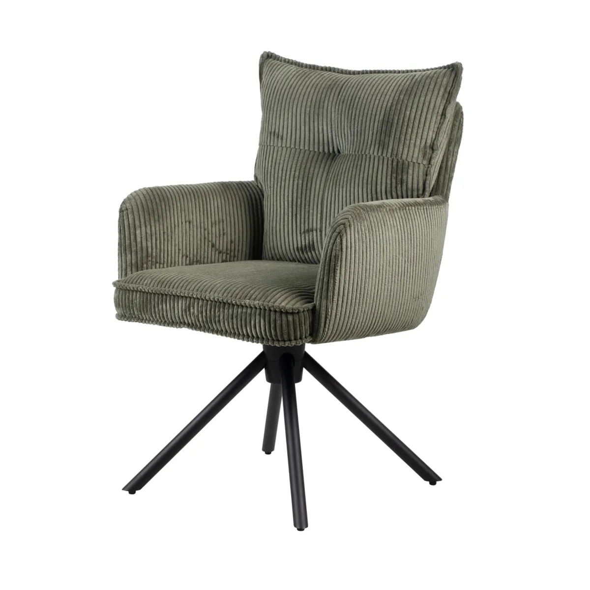 Chaise de salle à manger pivotante velours côtelé (Assise 48 cm) Nuva Verte