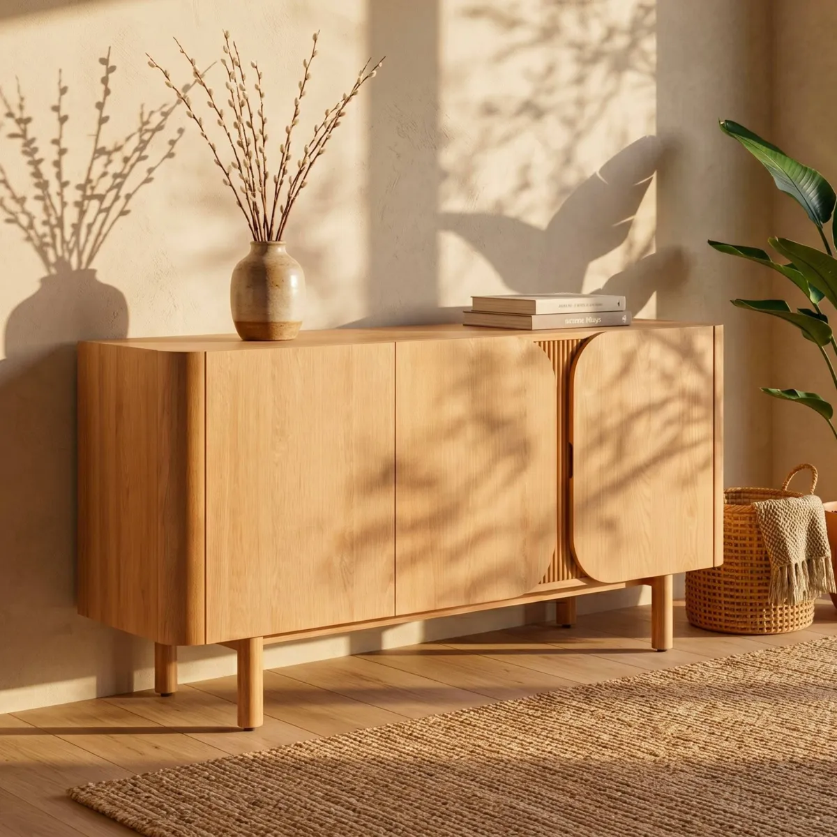Buffet 3 portes chêne massif (154 x 80 cm) Oakland Naturel