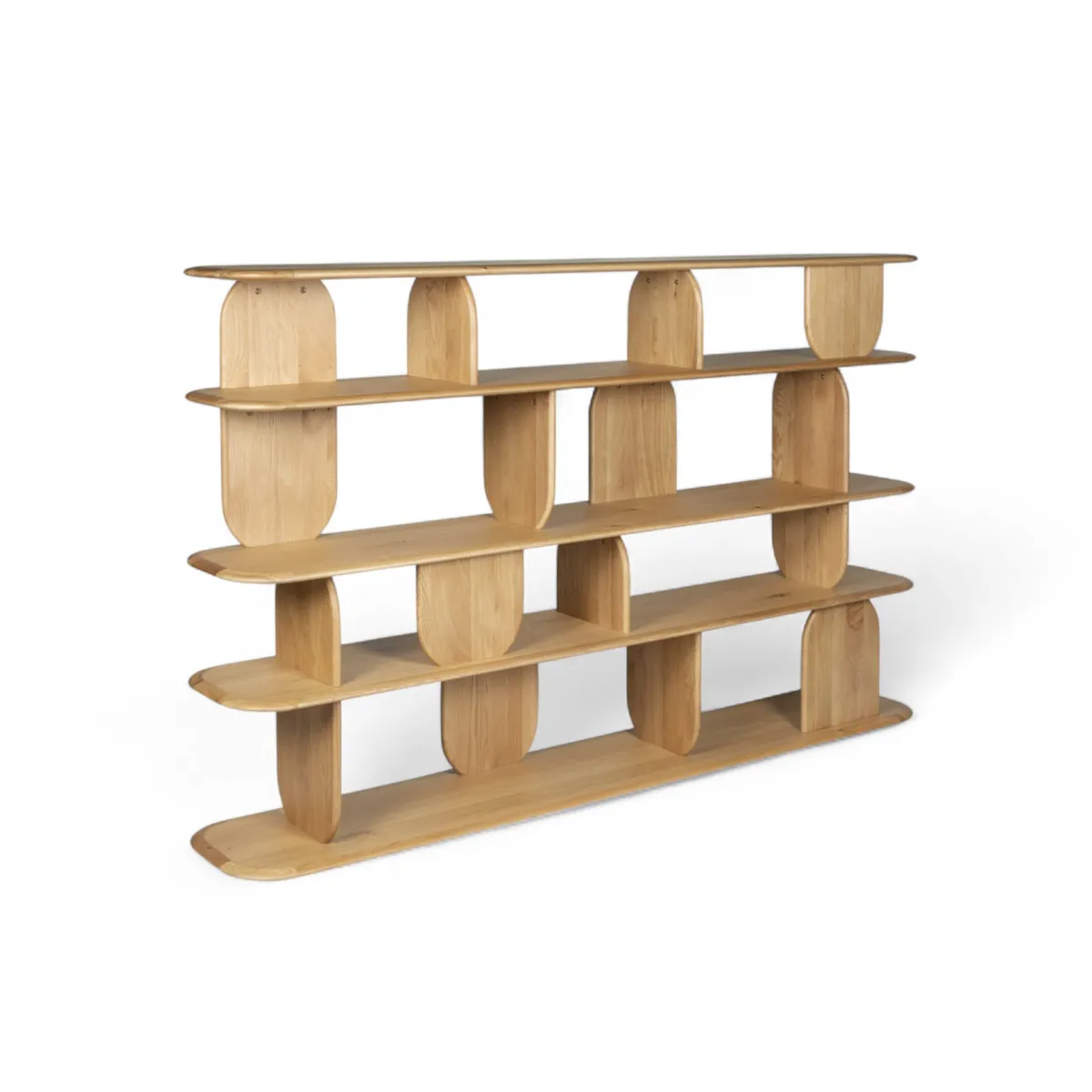 Bibliothèque design 5 étagères chêne massif (200 x 130 cm) Kest Naturel