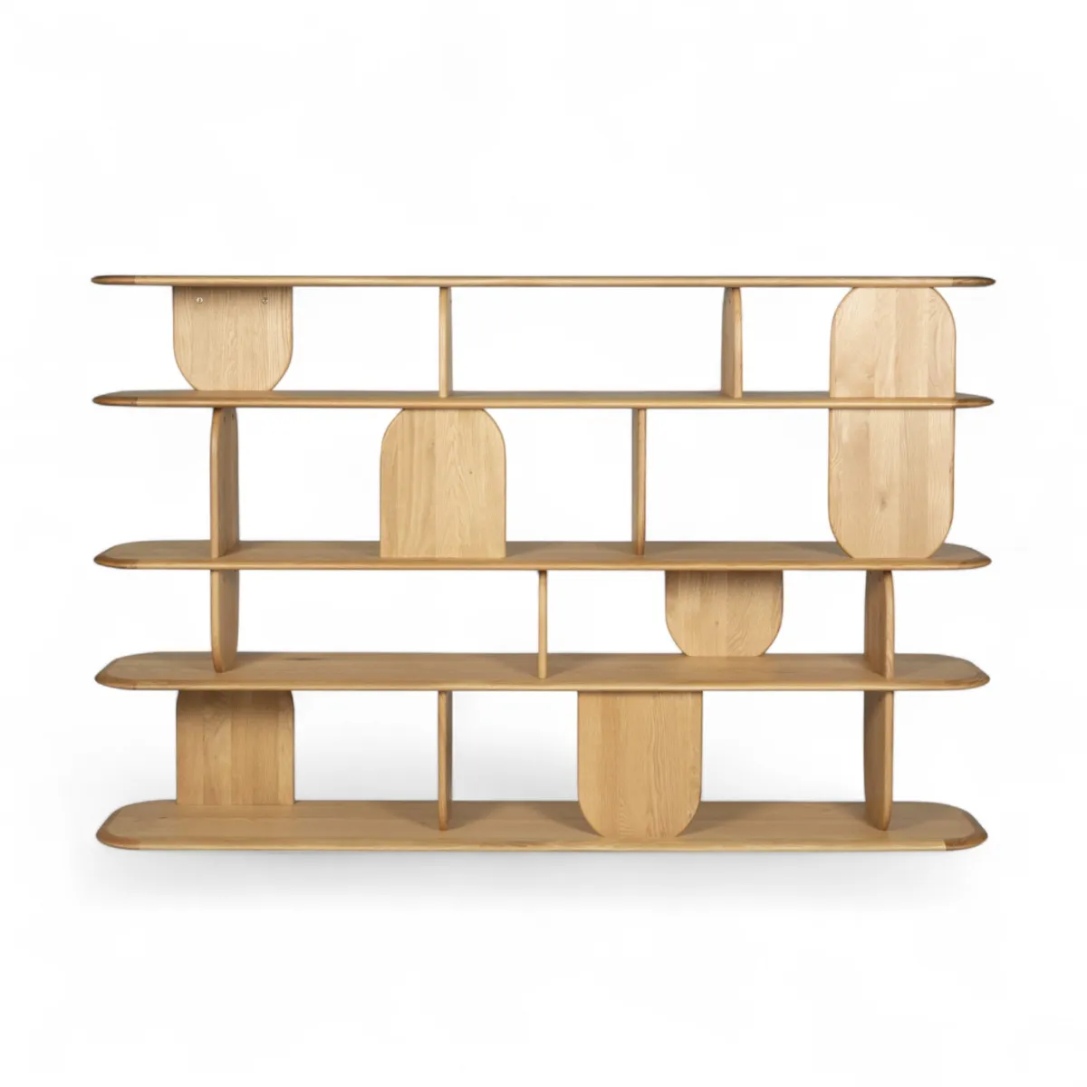 Bibliothèque design 5 étagères chêne massif (200 x 130 cm) Kest Naturel