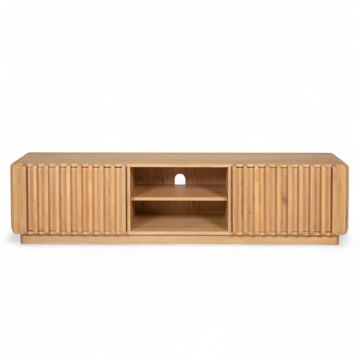 Mobile TV 2 scomparti 2 ante in rovere massiccio (180 x 45 cm) Altos Naturale