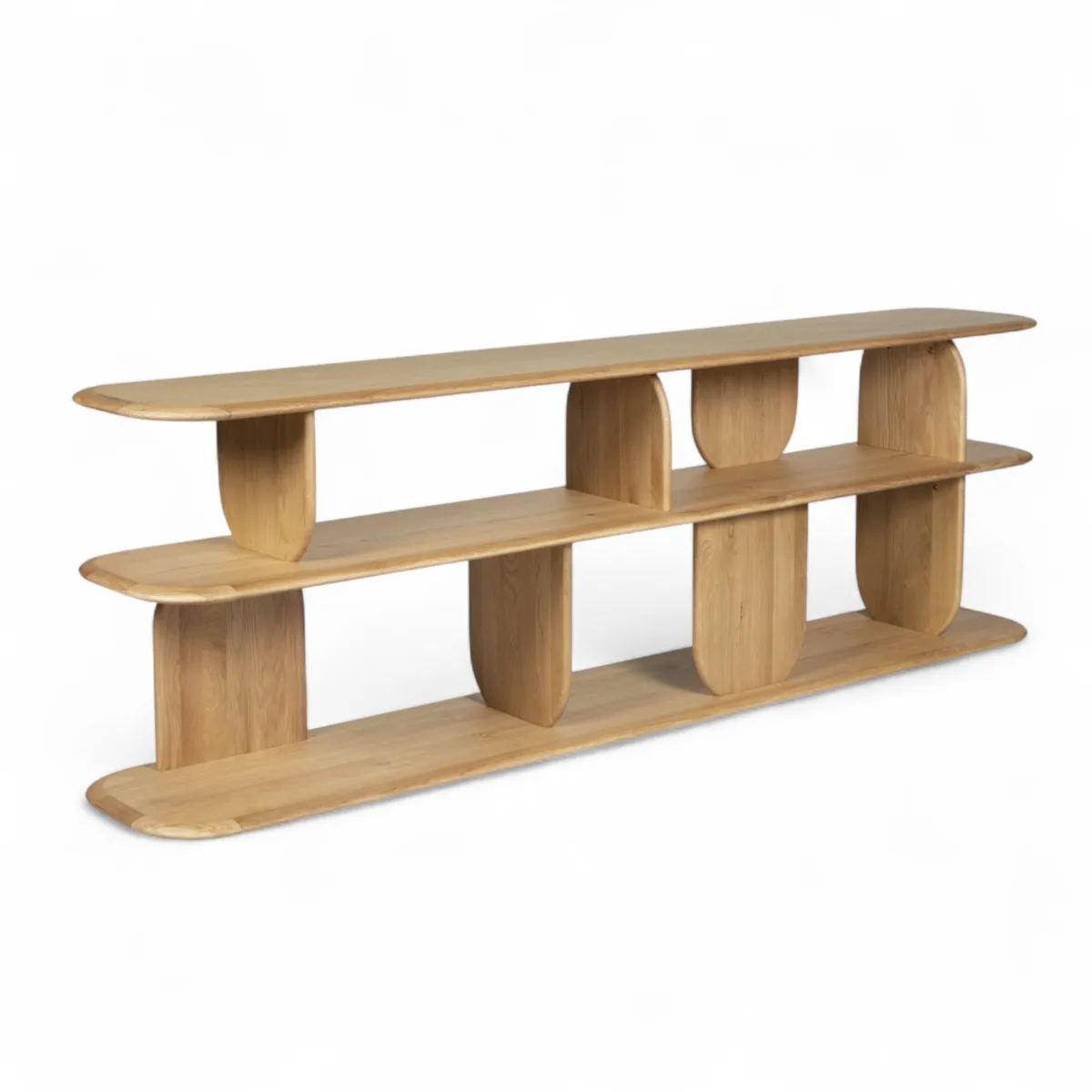 Bibliothèque design 3 étagères chêne massif (200 x 66 cm) Kest Naturel