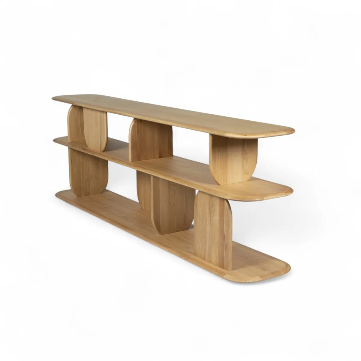 Bibliothèque design 3 étagères chêne massif (200 x 66 cm) Kest Naturel