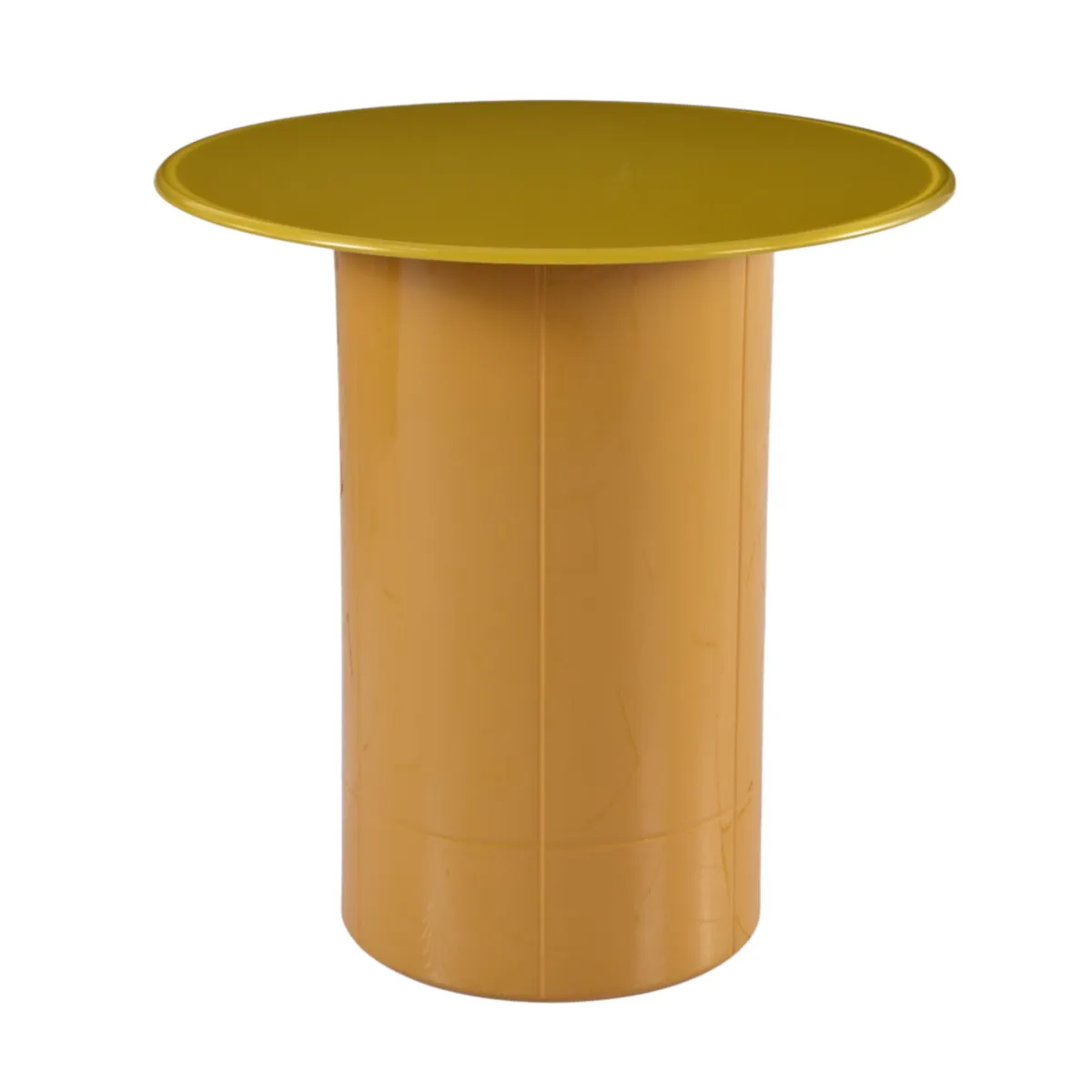 Tavolino rotondo in vetro e MDF (H51 cm) Jila Giallo
