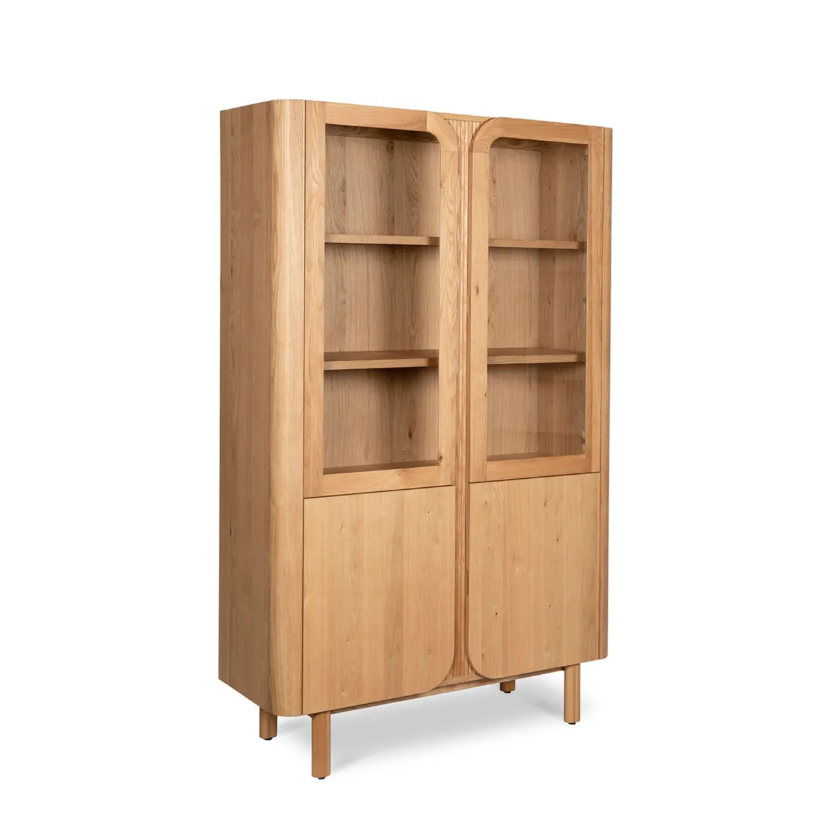 Vetrina 4 ante in rovere massiccio (120 x 190 cm) Oakland Naturale
