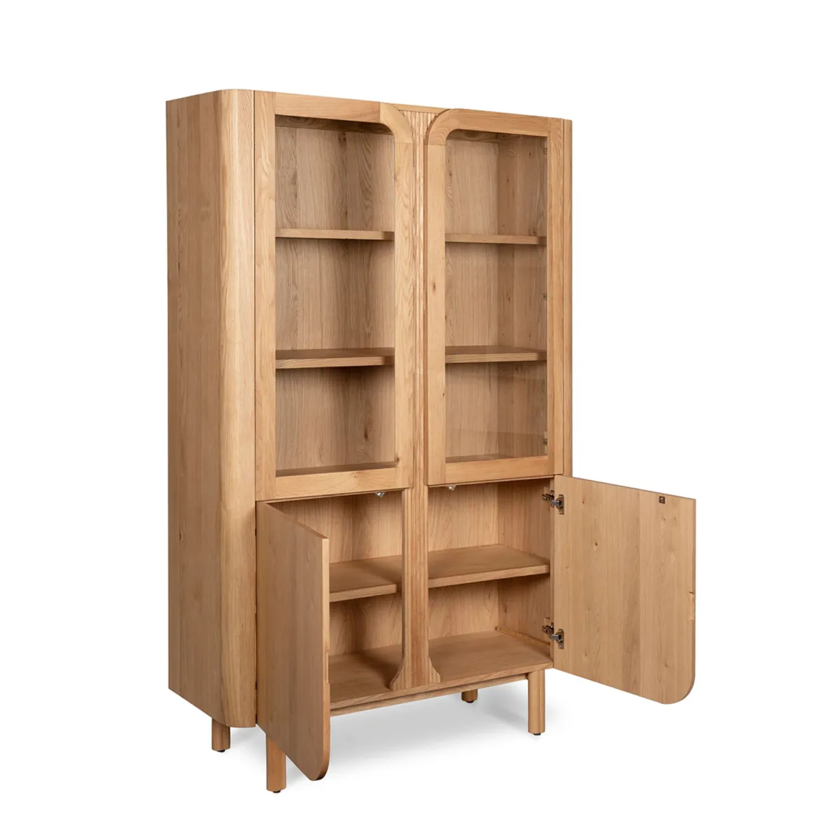 Vetrina 4 ante in rovere massiccio (120 x 190 cm) Oakland Naturale