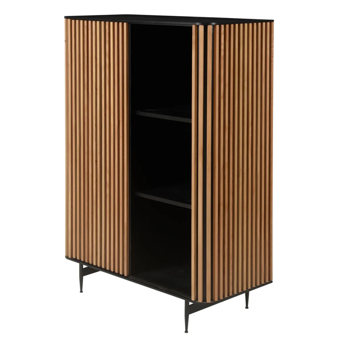 Buffet haut 3 niveaux chêne massif (98 x 135 cm) Rytm Noir