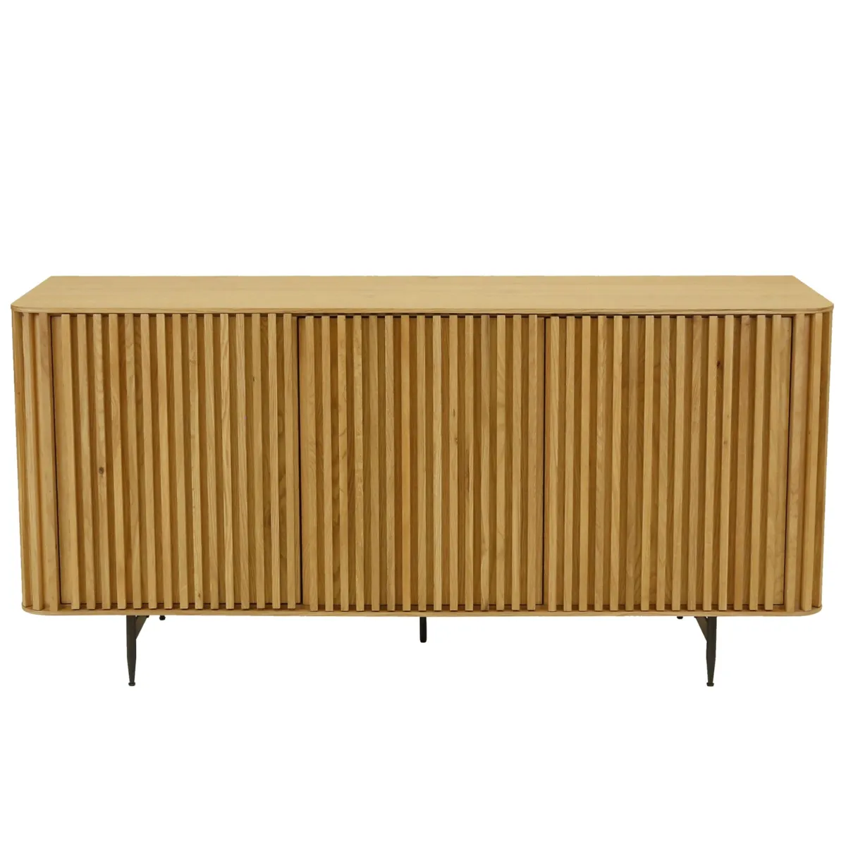 Buffet 3 portes chêne massif et métal (159 x 76 cm) Rytm Naturel