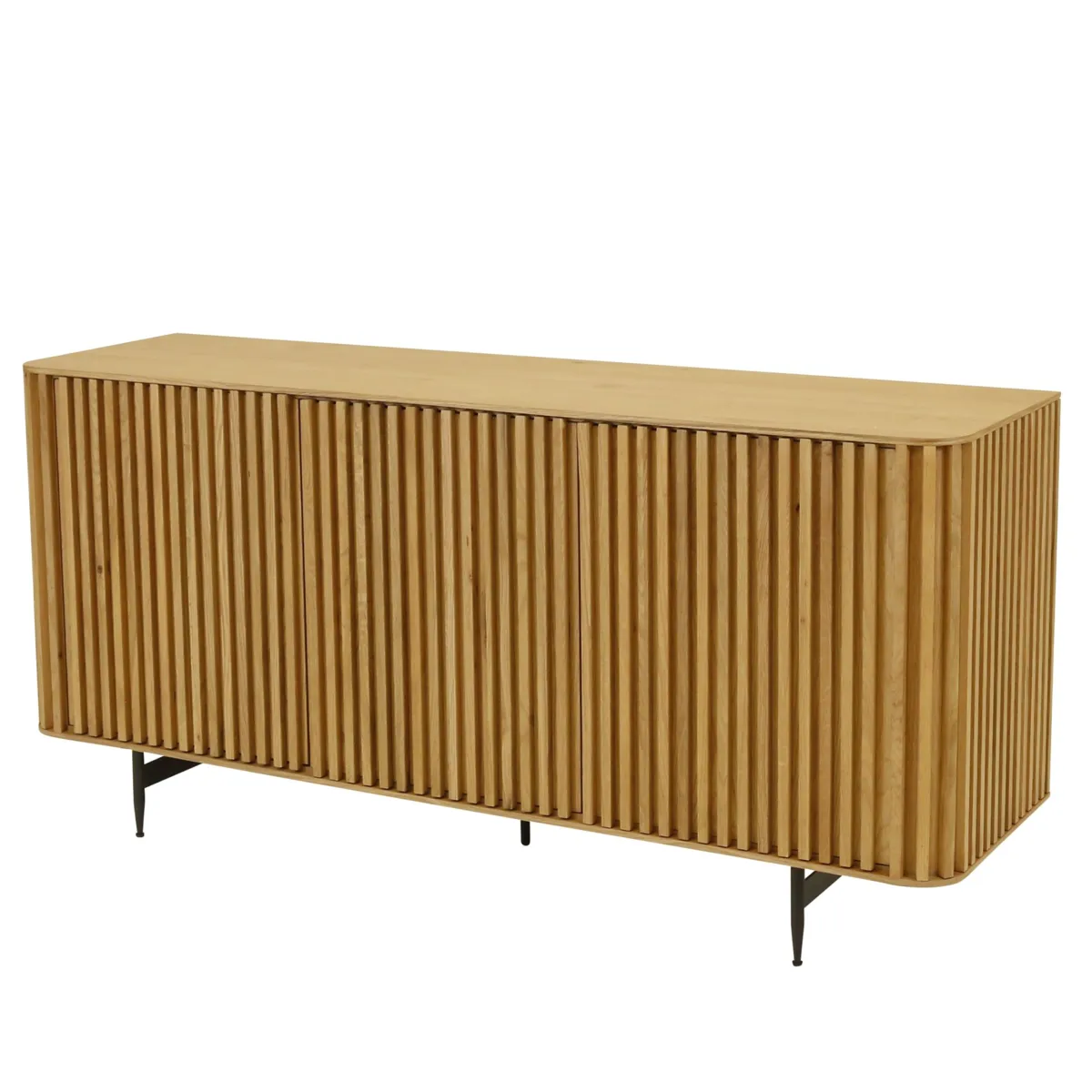 Buffet 3 portes chêne massif et métal (159 x 76 cm) Rytm Naturel