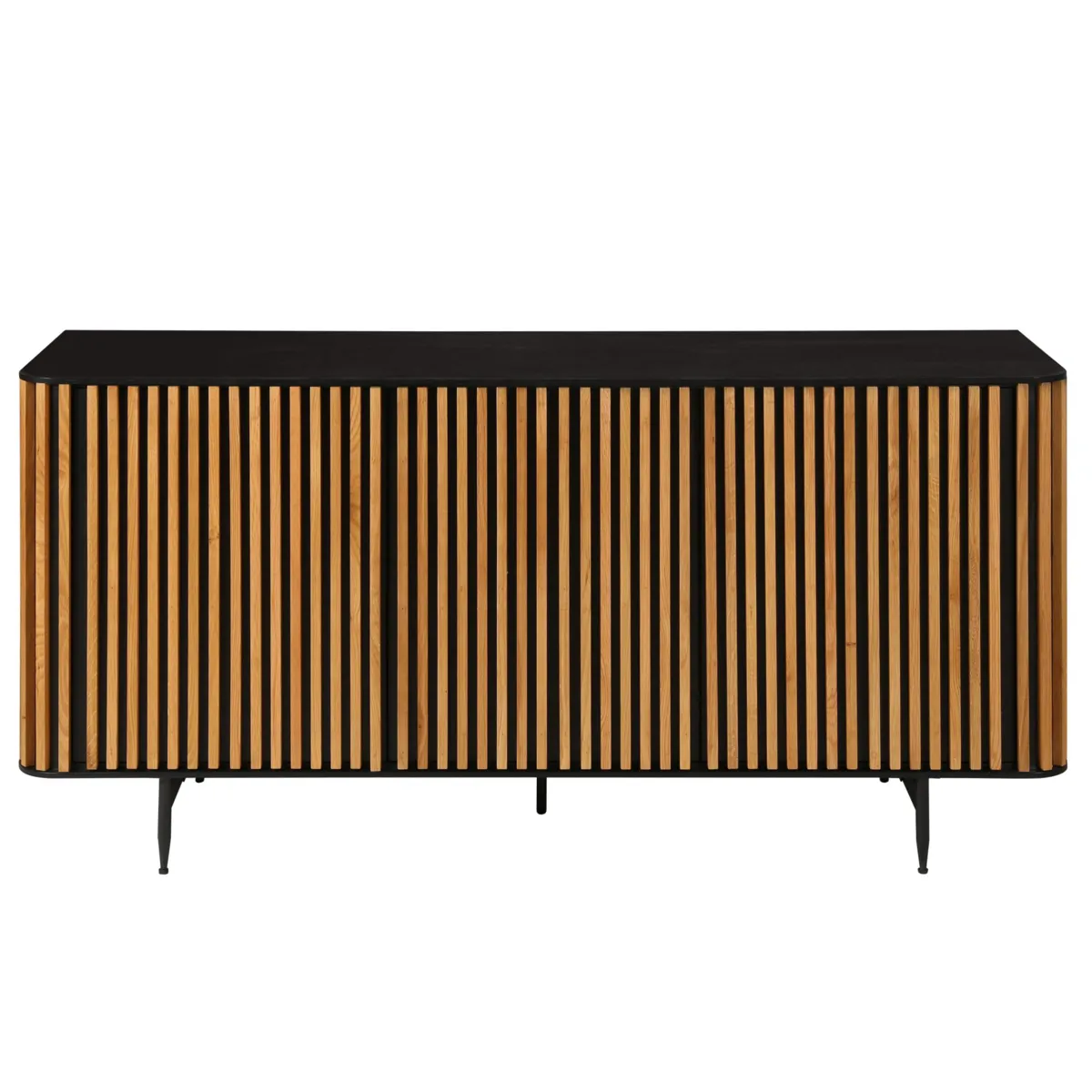 Buffet 3 portes chêne massif et métal (159 x 76 cm) Rytm Noir