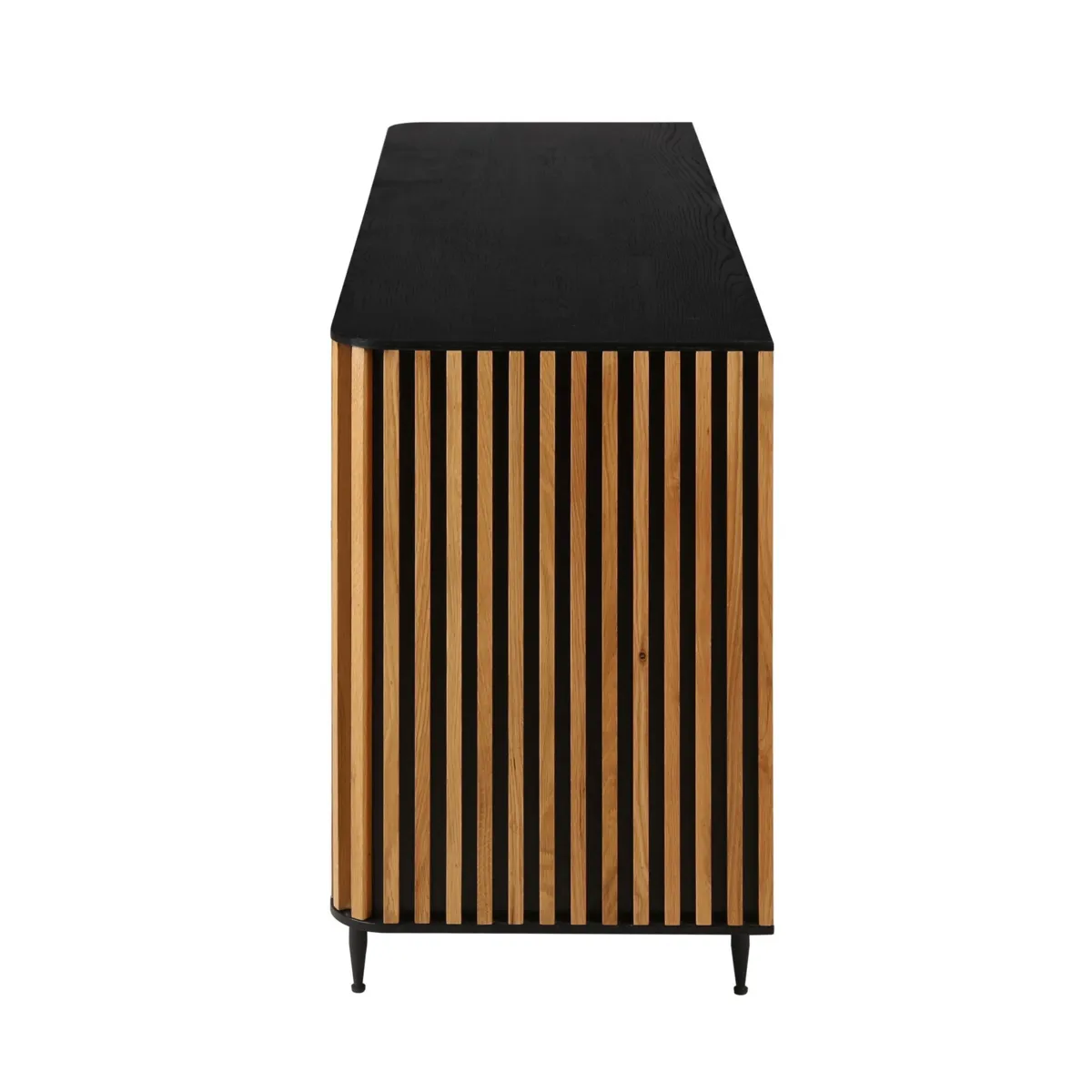 Buffet 3 portes chêne massif et métal (159 x 76 cm) Rytm Noir