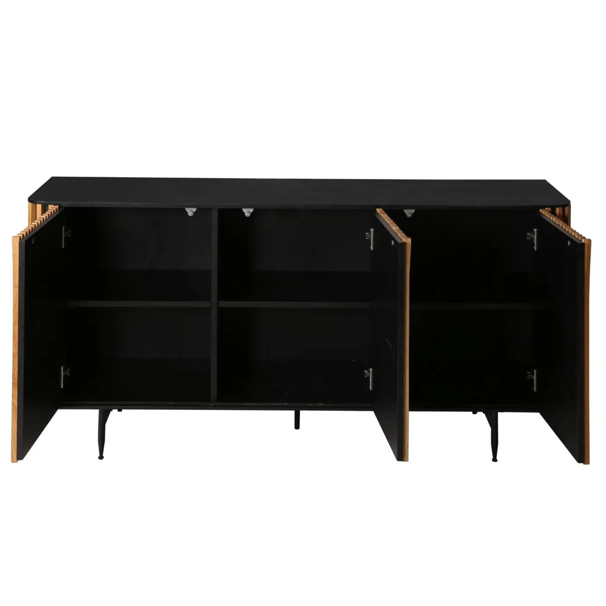 Madia 3 ante in rovere massiccio e metallo (159 x 76 cm) Rytm Nero