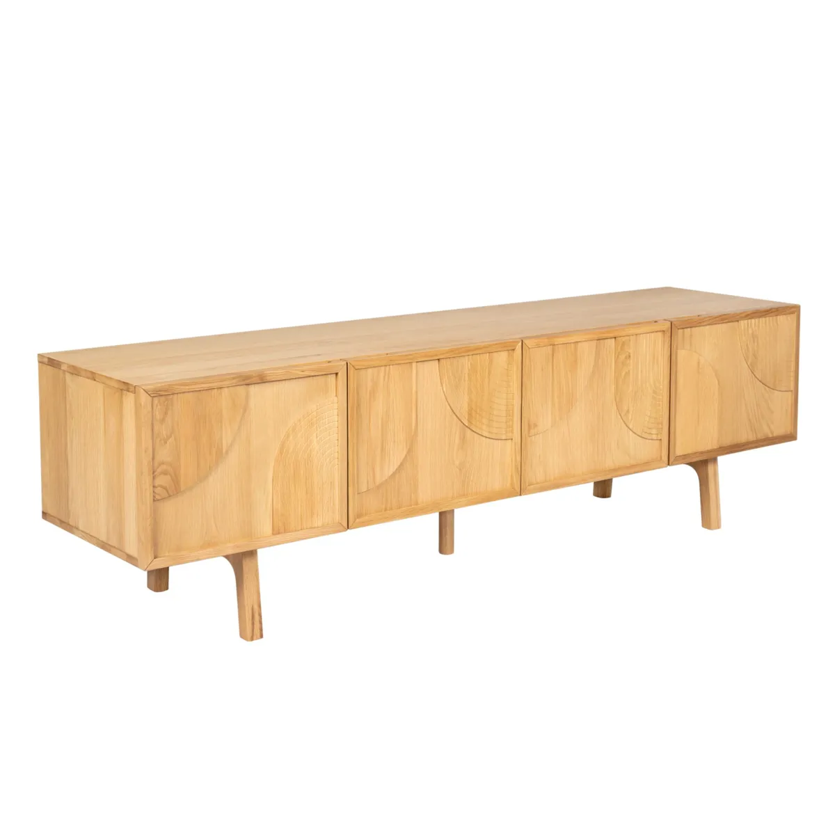 Meuble télé 4 portes chêne (180 x 55 cm) Olys Naturel
