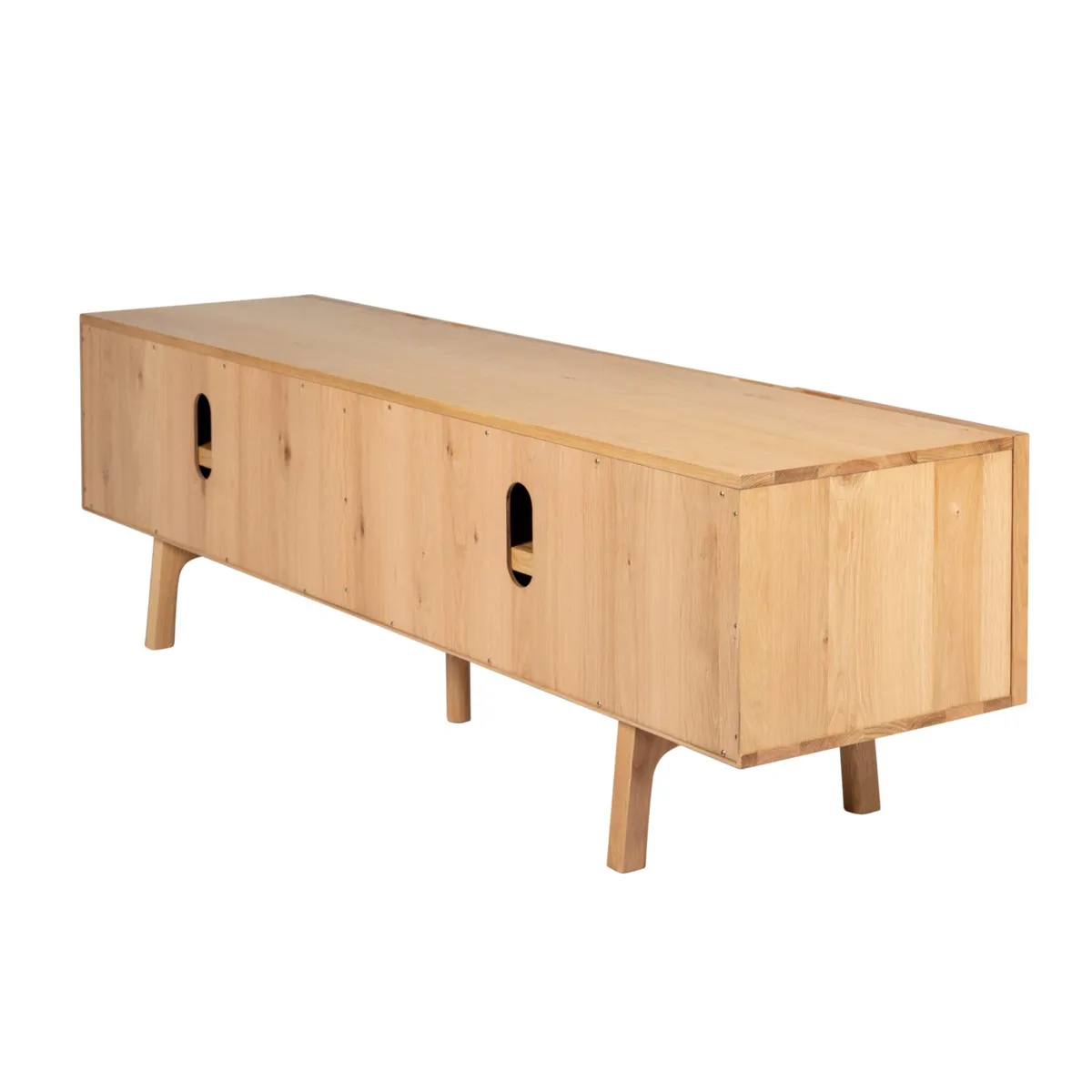 Meuble télé 4 portes chêne (180 x 55 cm) Olys Naturel