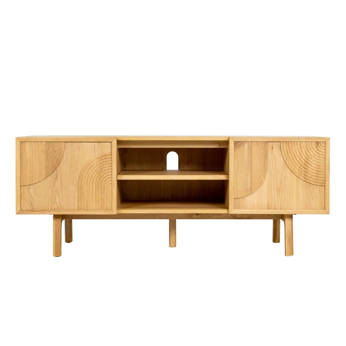 Meuble télé 2 niches 2 portes chêne (140 x 55 cm) Olys Naturel