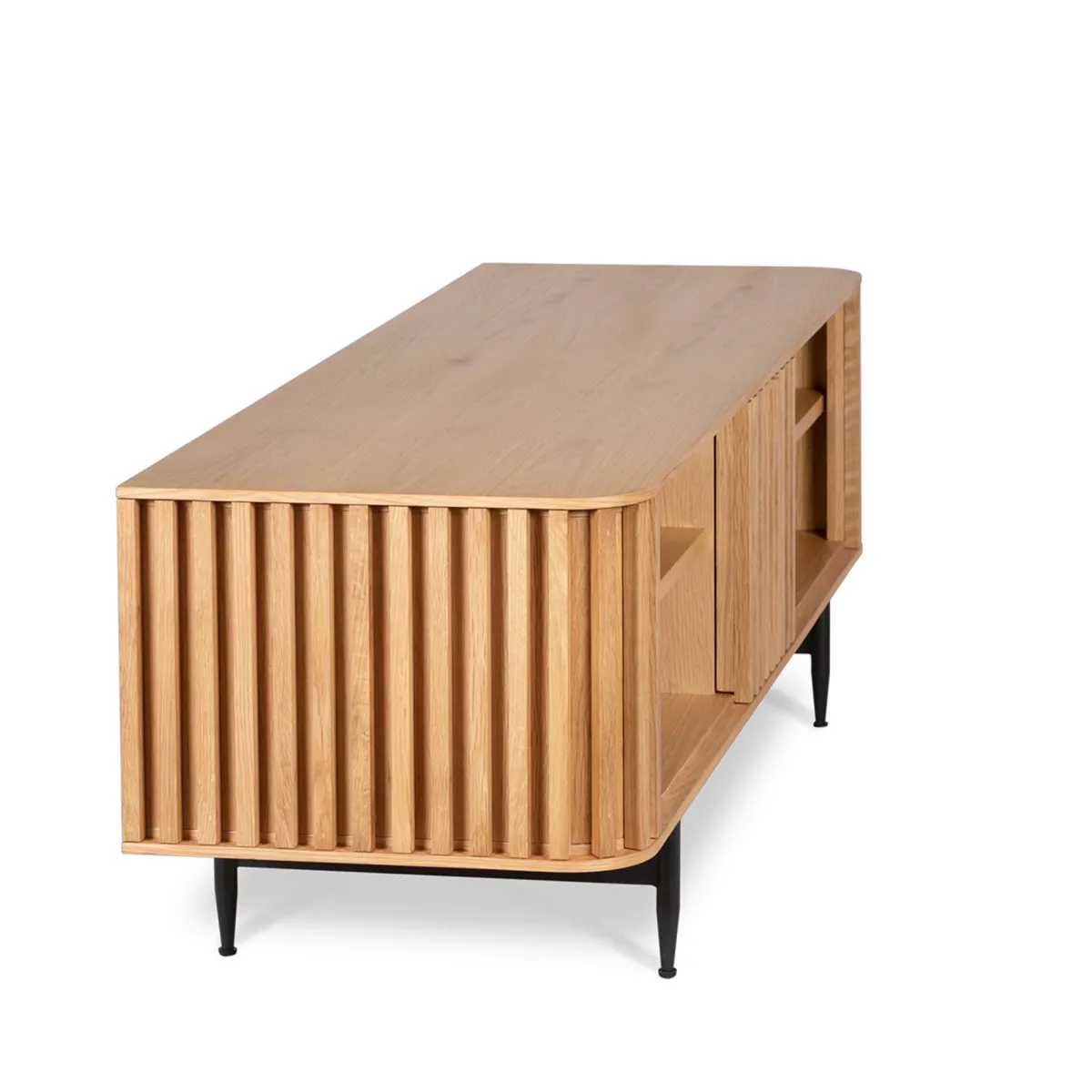 Meuble télé 4 niches chêne massif (130 x 42 cm) Rytm Naturel