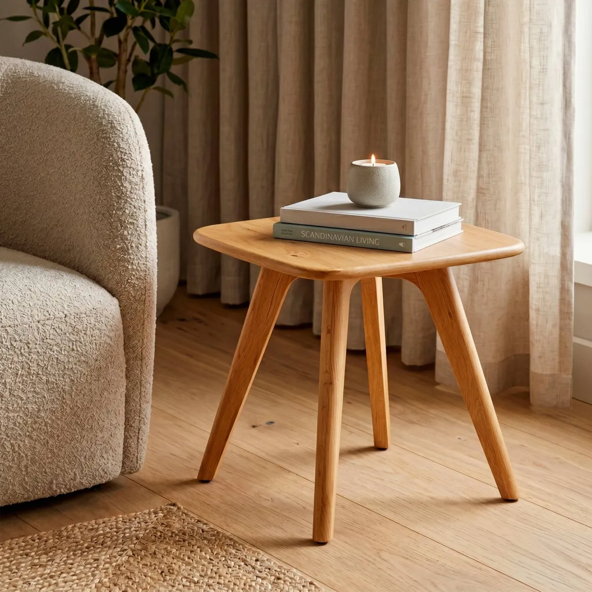 Sgabello da divano in rovere (50 cm) Bilbao Naturale