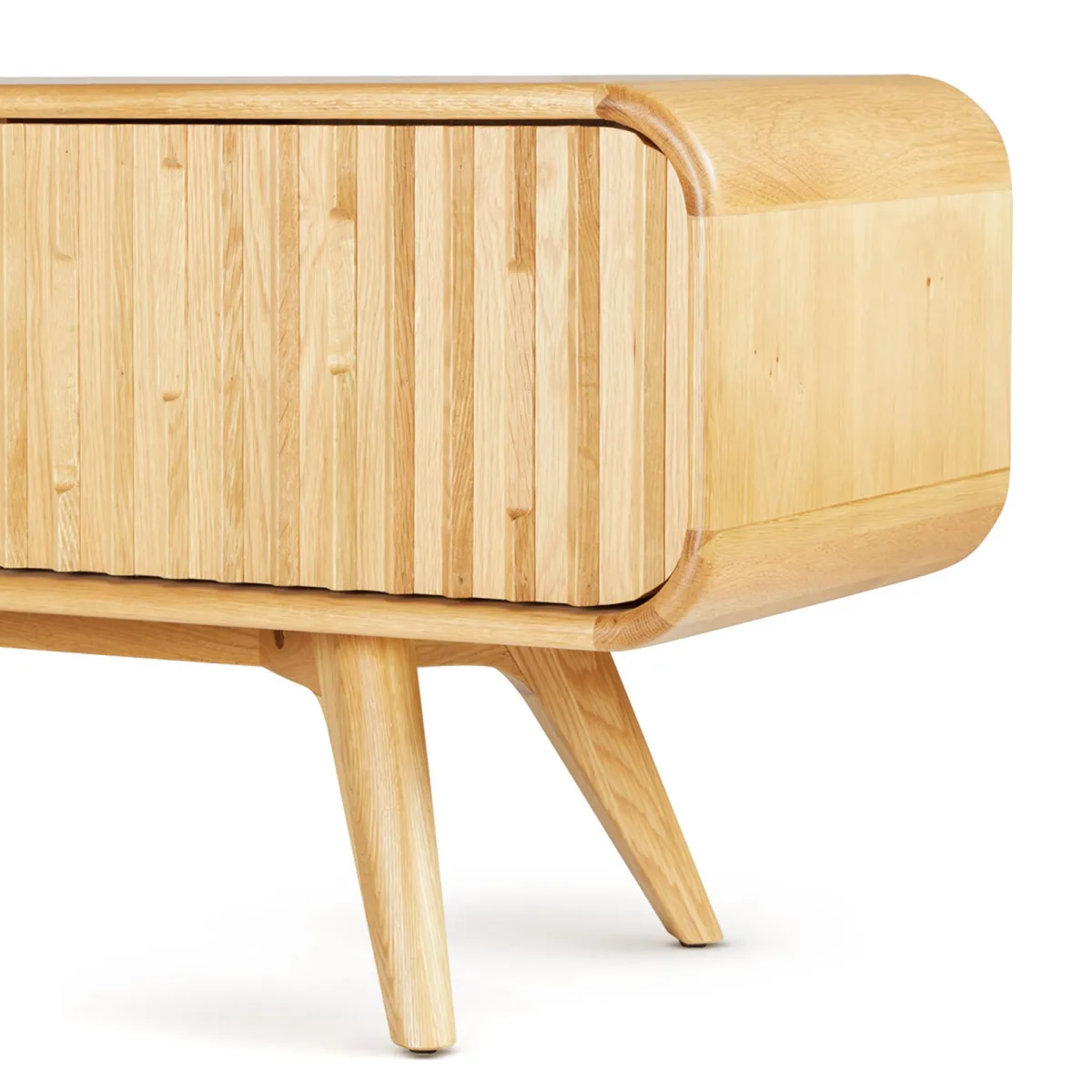 Meuble télé 2 niches 2 portes chêne massif (165 x 58 cm) Bilbao Naturel