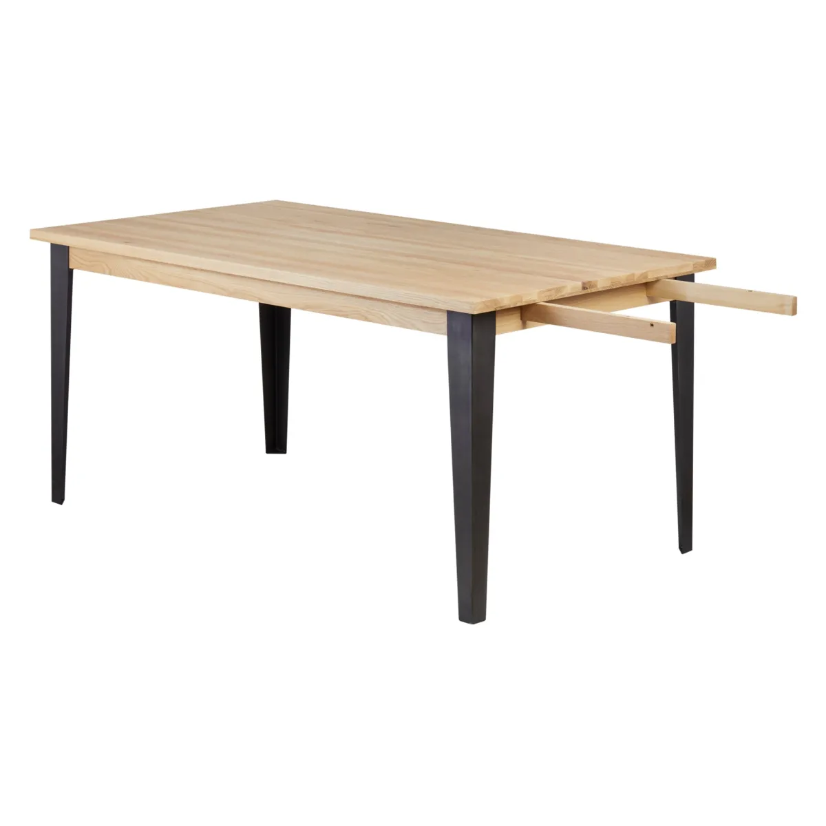 Tavolo rettangolare allungabile in rovere massiccio e metallo (160 cm) Bristol Naturale
