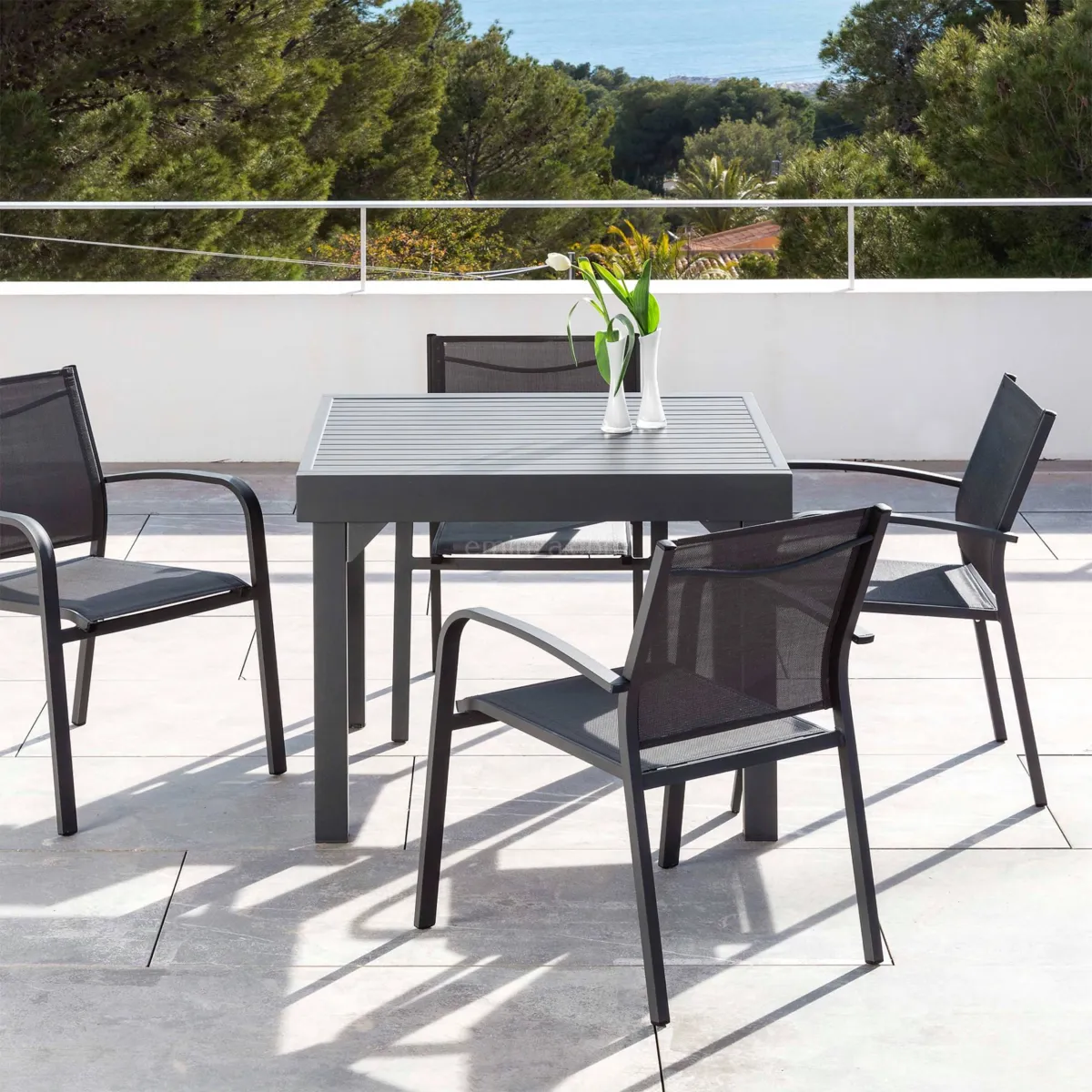 Tavolo da giardino allungabile 8 posti Alluminio Murano (180 x 90 cm) - Grigio antracite 2
