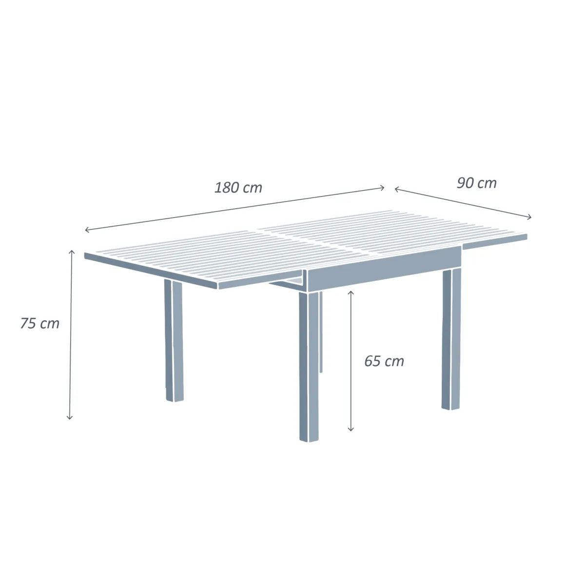 Table de jardin extensible en aluminium 8 places (90/180 x 90 cm) Murano Vert olive