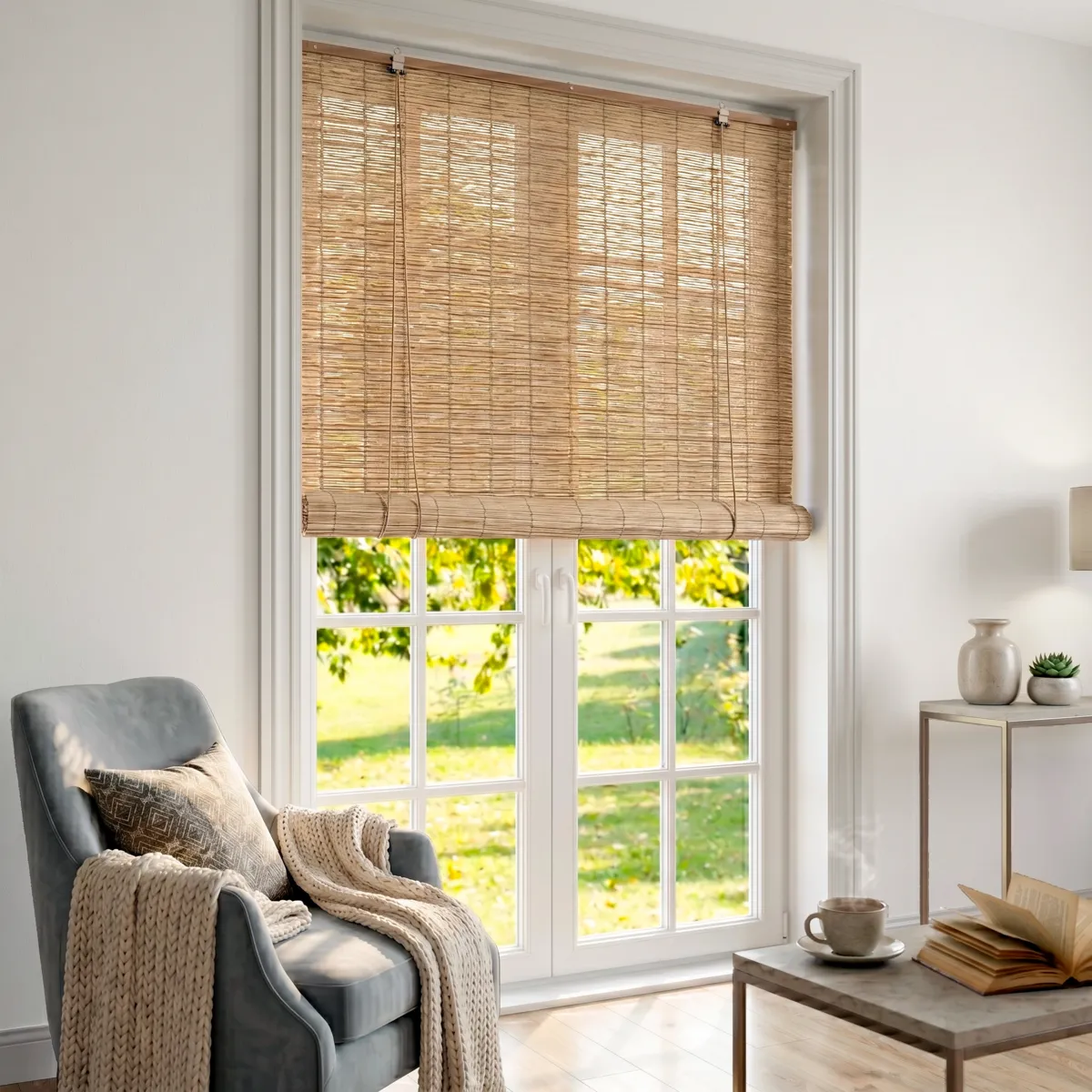 Roterend buitenrolgordijn rotaneffect (120 x 180 cm) Tanoa Beige