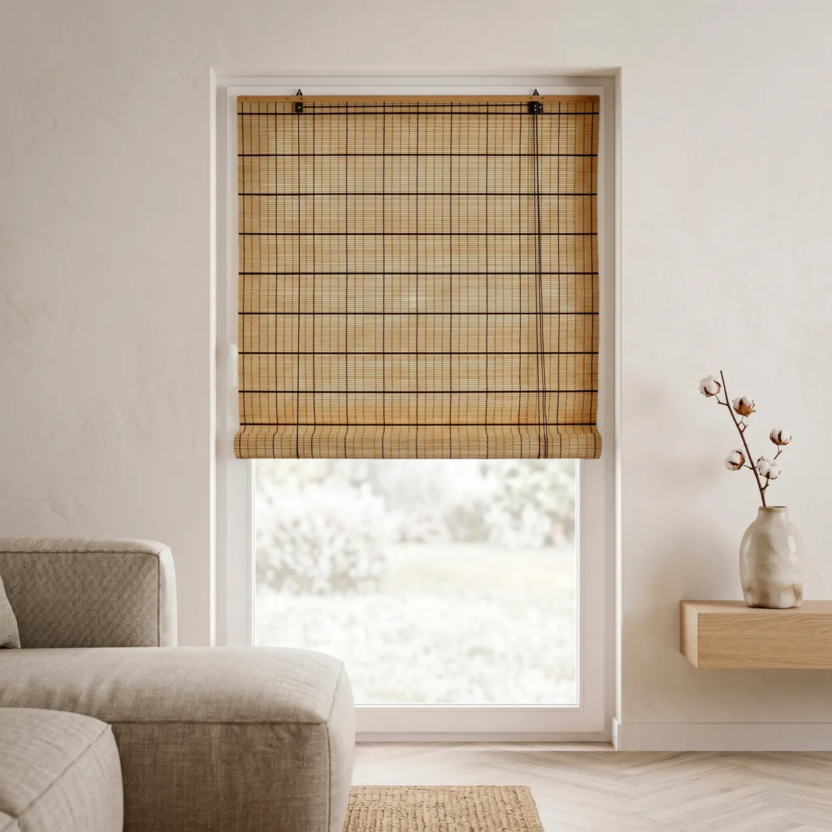 Tenda a rullo con bastoncini di bambù (90 x 180 cm) Bali Marrone