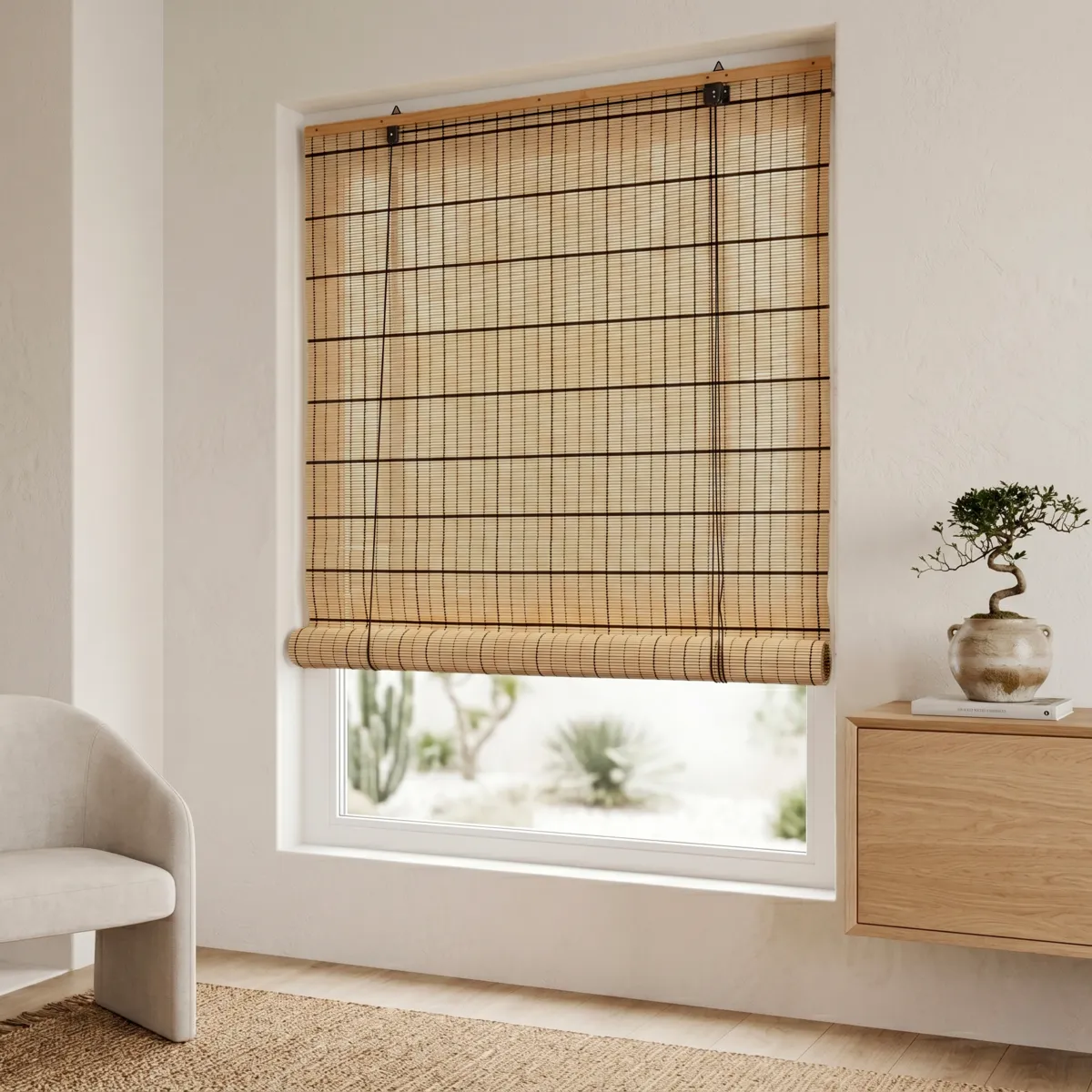 Tenda a rullo con bastoncini di bambù (120 x 180 cm) Bali Marrone