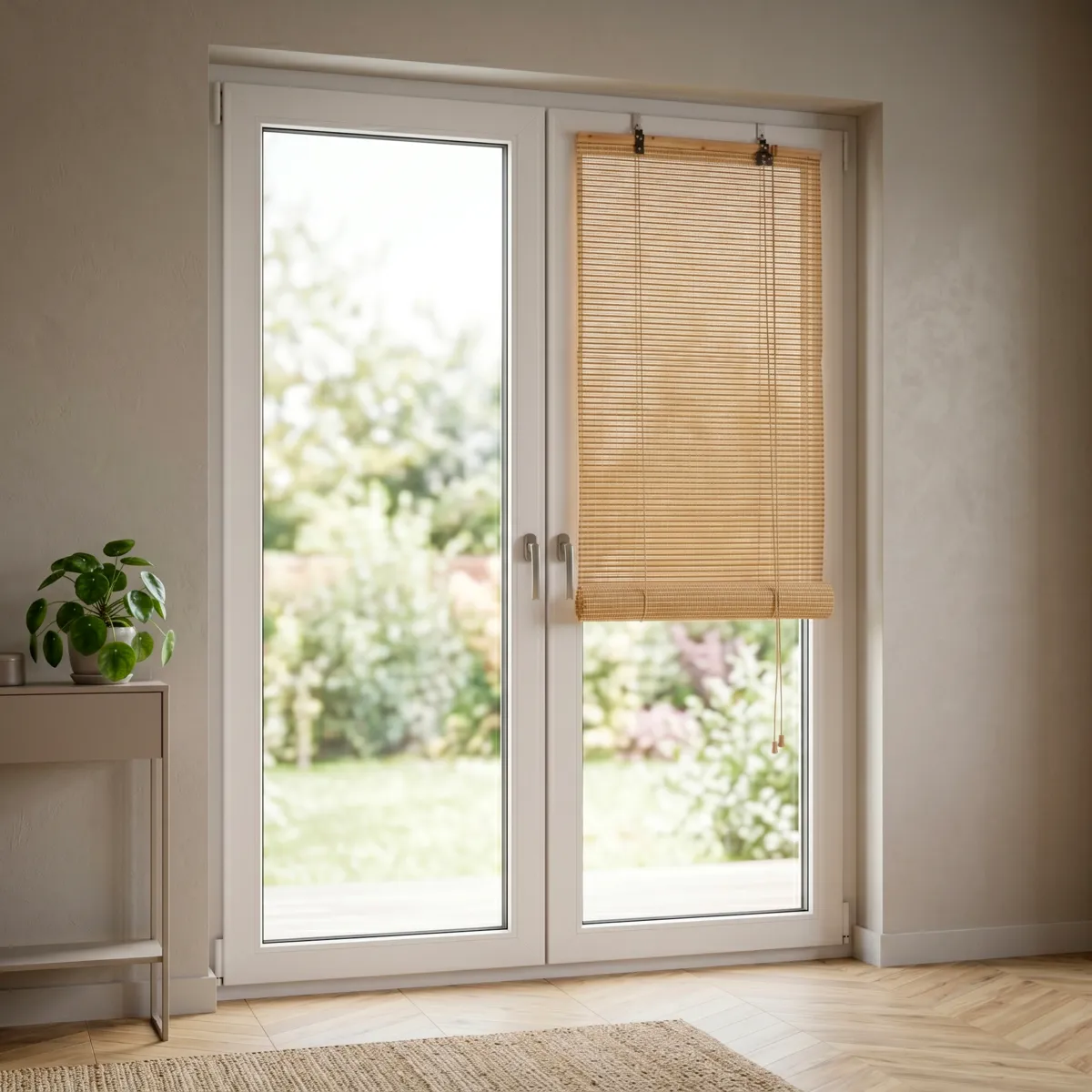 Tenda a rullo con lamelle (60 x 180 cm) Bambù Beige