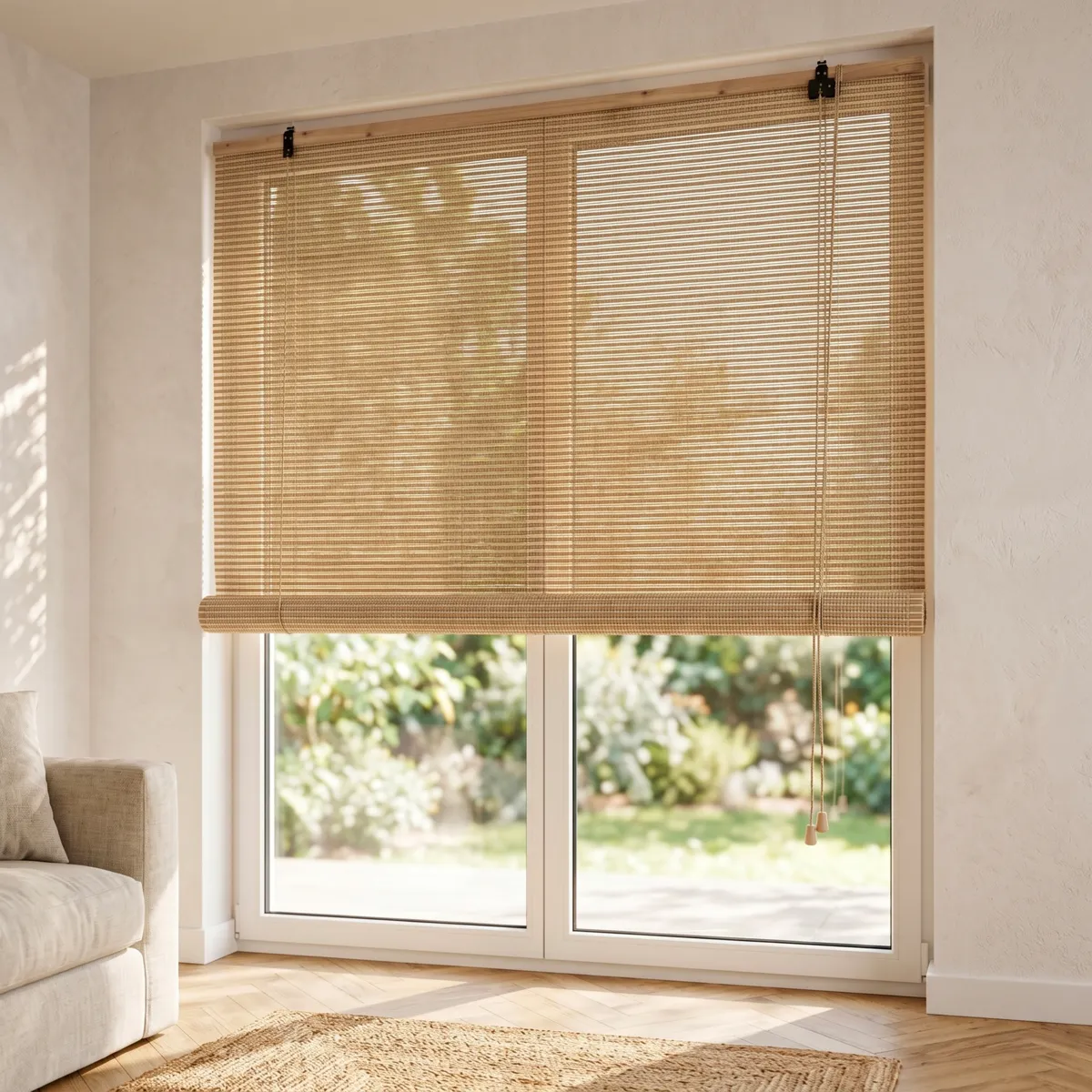 Tenda a rullo a listelli (200 x 200 cm) in Bambù Beige