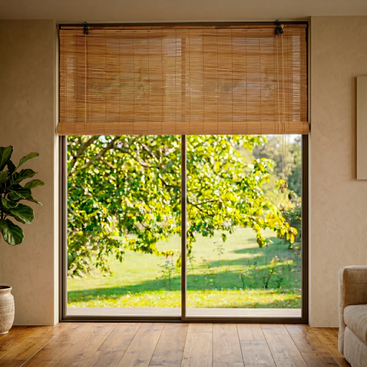 Tenda a rullo con bastoncini di bambù (180 x 180 cm) Tanoa Naturale