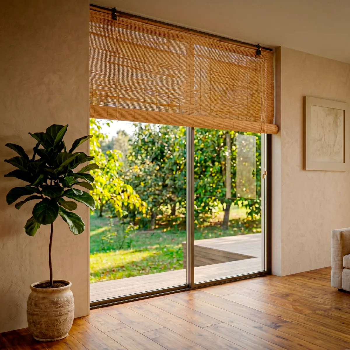 Bamboe rolgordijn met bamboestokken (180 x 180 cm) Tanoa Natuurlijk
