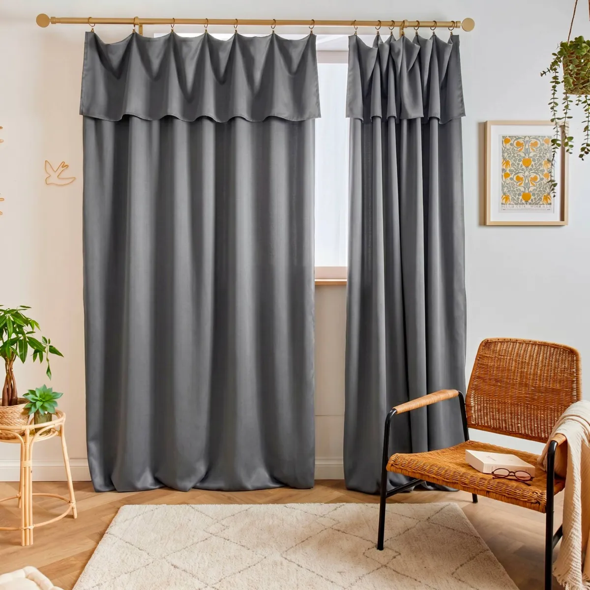 Rideau lyocell Tencel™ ajustable (140 x max 270 cm) Olivia Gris granit