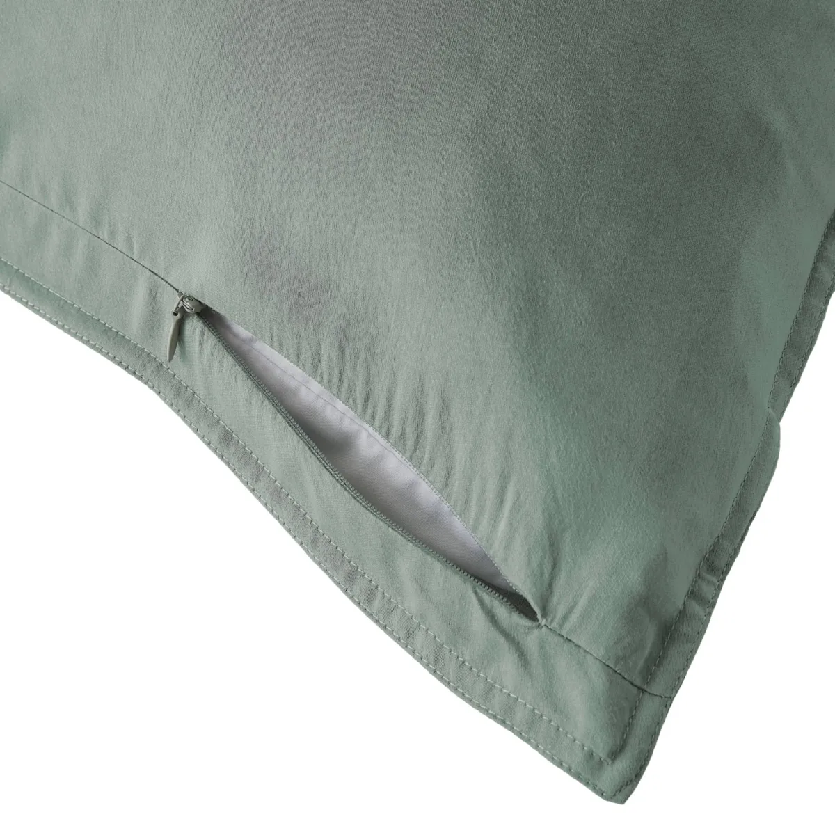 Taie d'oreiller rectangulaire lyocell Tencel™ lavé (50 x 80 cm) Olivia Vert eucalyptus
